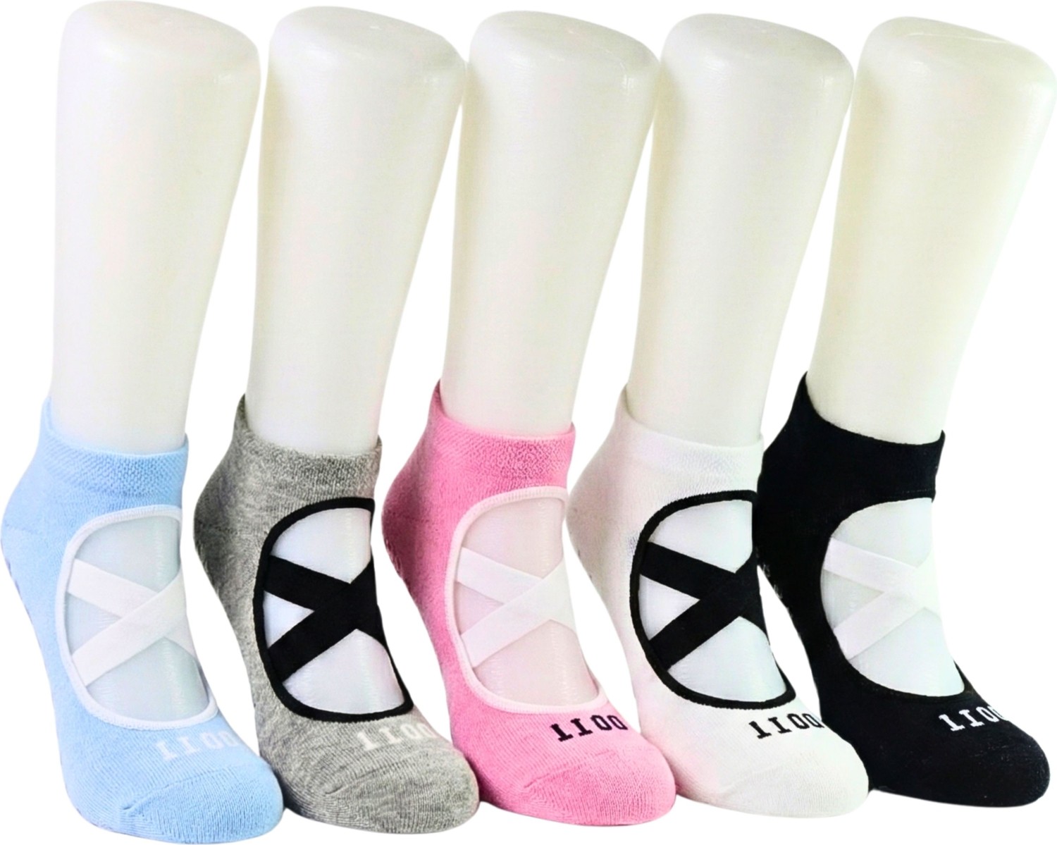 Carnaval Socks Kaymaz Tabanlı Pilates Yoga Çorabı 5’li Set, Kadın Balerin Patik Spor Çorap görsel 2