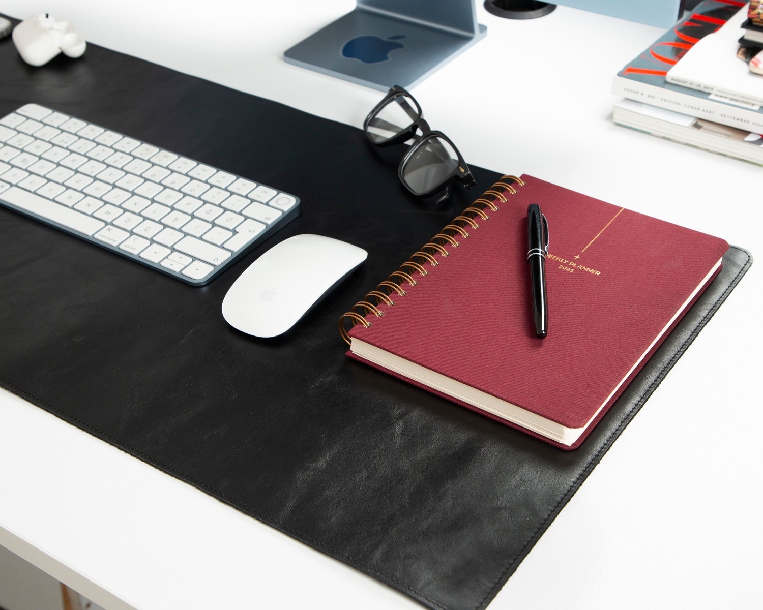 BloominBag Atelier 91 Noir Black Leather Desk Mat - Medium görsel 4