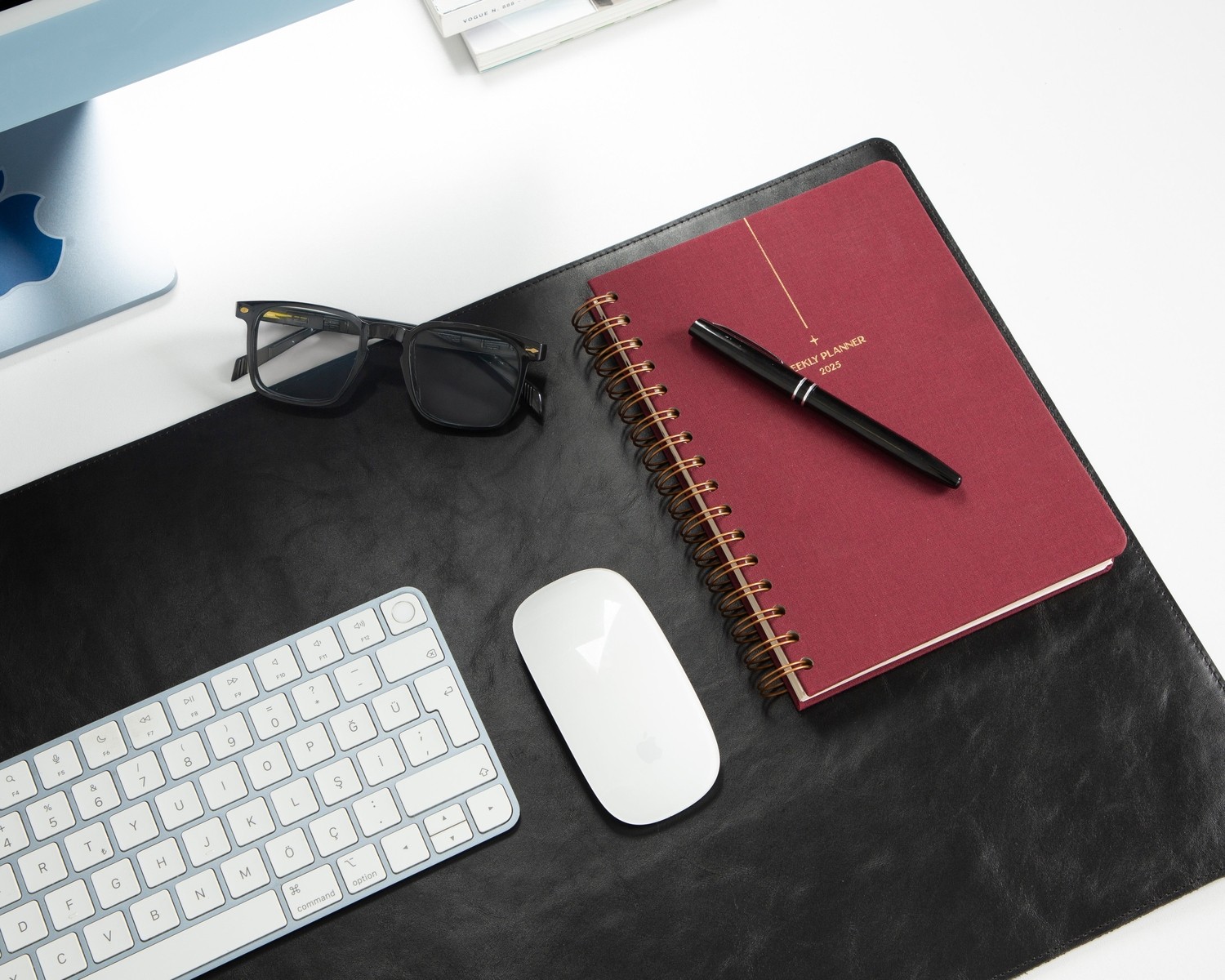 BloominBag Atelier 91 Noir Black Leather Desk Mat - Medium görsel 5