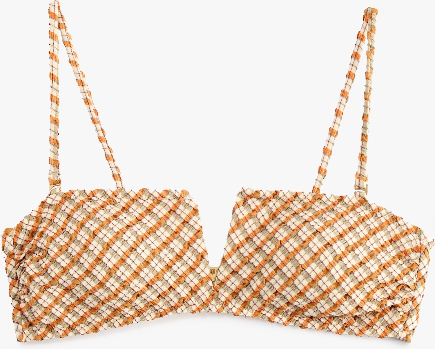Koton Dokulu Ekose Straplez Bandeau Bikini Üstü