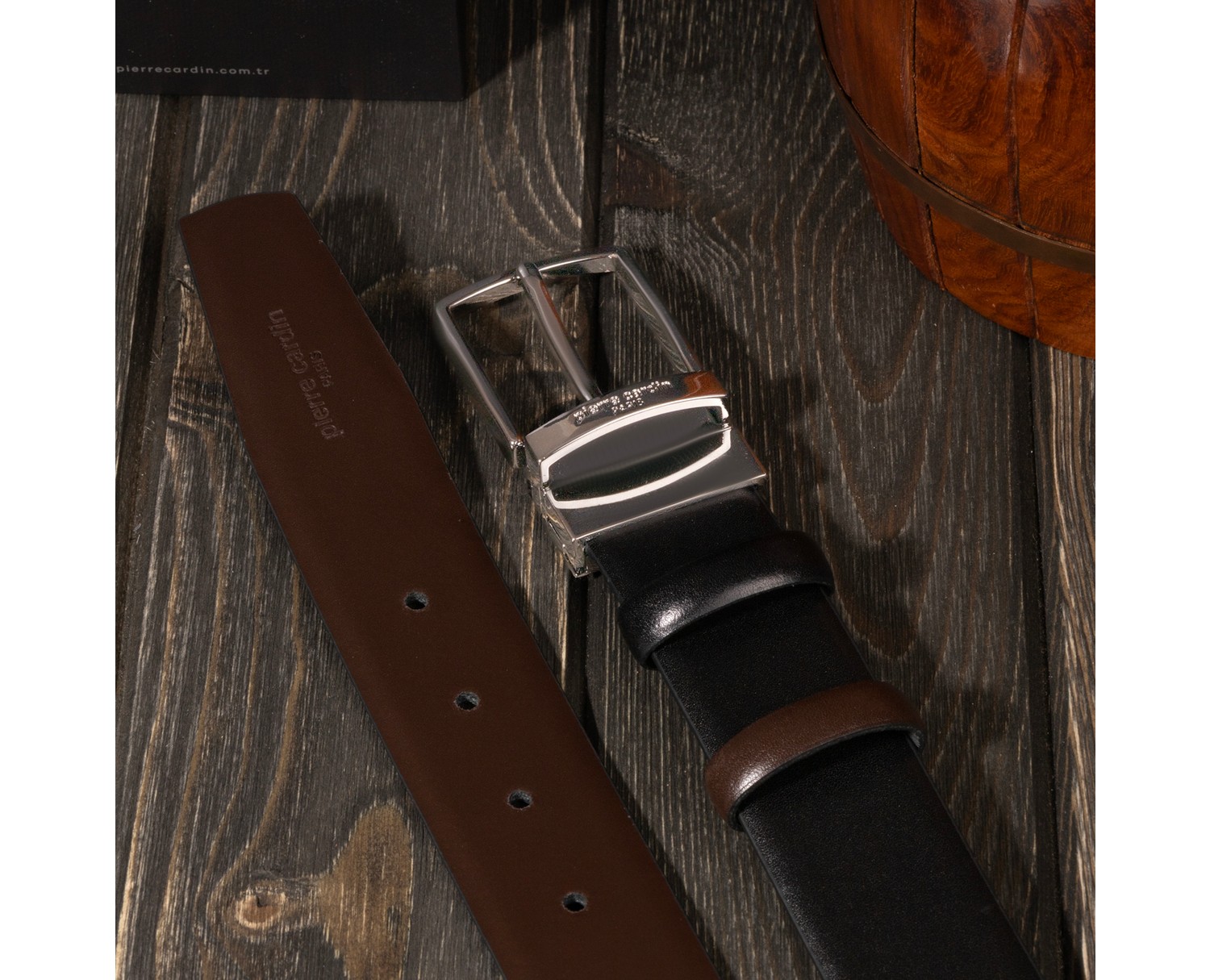 Pierre Cardin Siyah-Lacivert Çift Yönlü Deri Erkek Kemeri (En 3,5 cm) PCCİFT01L2D görsel 7