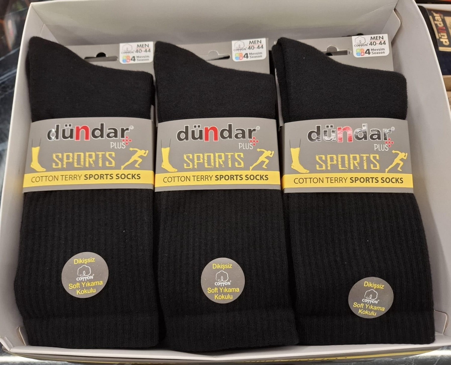 Aesco Dünda Erkek Cotton Tenis Çorabı-Cotton Terry Sports Socks- 6 Adet - (40-44 Beden)-Dikişsiz -Parfümlü-Soft Yıkama - Siyah görsel 2
