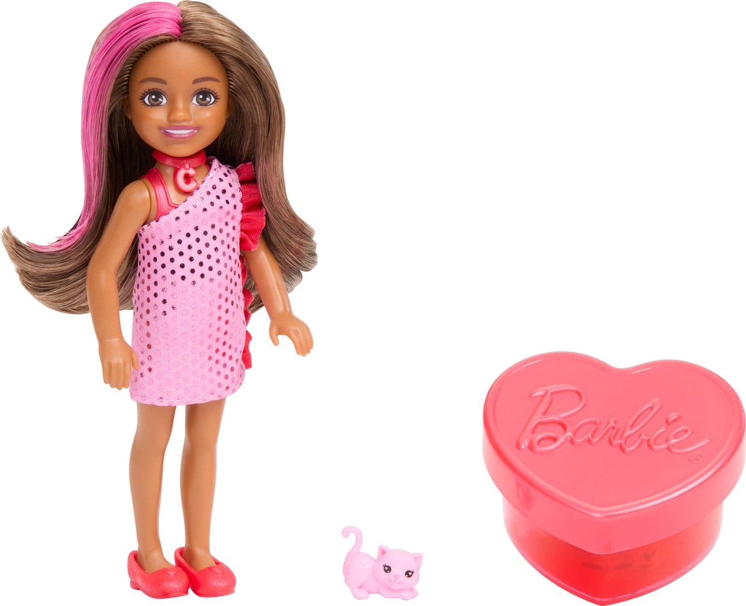 Die Grup Barbie Party Unboxed Chelsea Oyuncak Bebek Seti, Glam Party Serisi 6 Sürpriz, Evcil Hayvan ve Renk Değişimi Dahil (Stiller Farklı Olabilir), JFY04 görsel 3