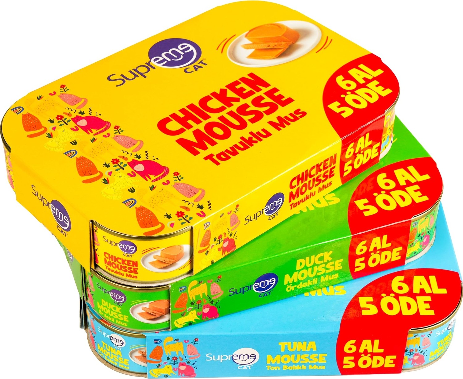 Die Grup Supreme Cat Ördekli Püre 85GR 6 Al 5 Öde Islak Mama görsel 2