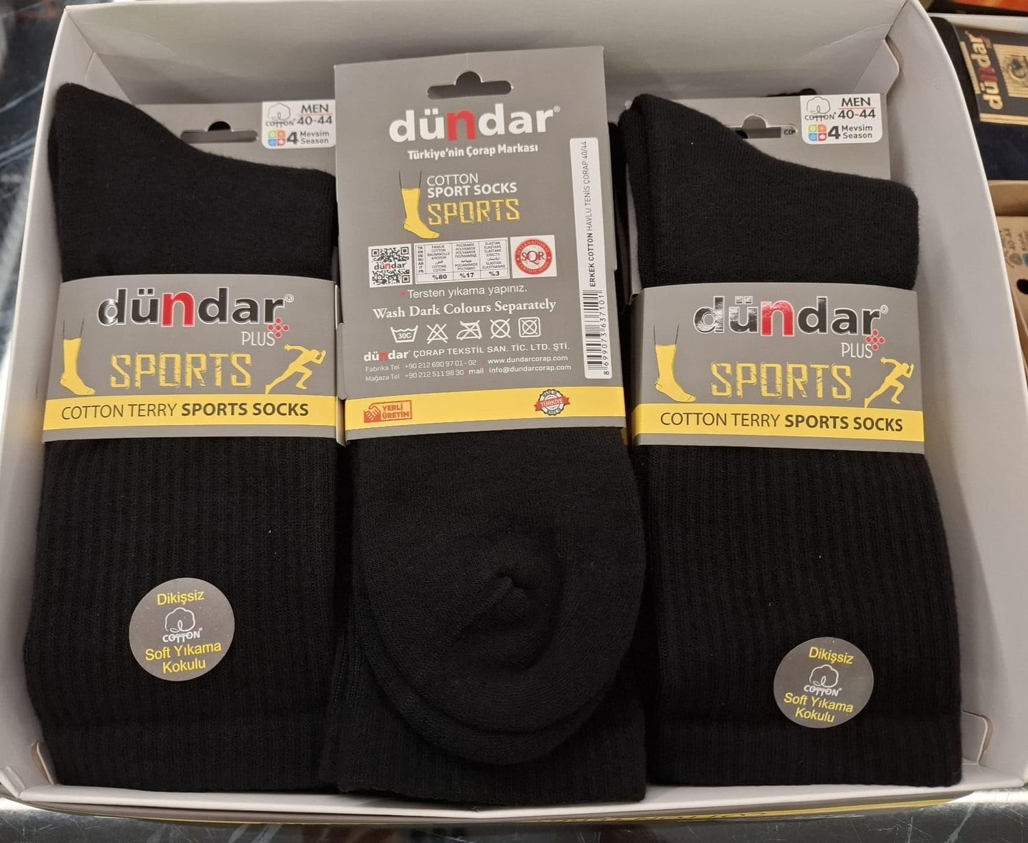 Aesco Dünda Erkek Cotton Tenis Çorabı-Cotton Terry Sports Socks- 6 Adet - (40-44 Beden)-Dikişsiz -Parfümlü-Soft Yıkama - Siyah görsel 3
