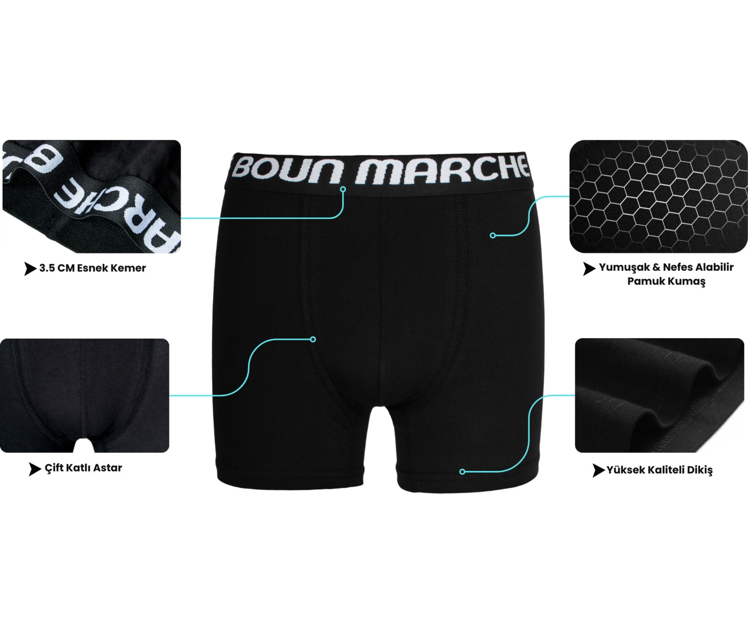 Boun Marche Erkek Boxer Likralı 6'lı Kutu Paul Bm-Cls görsel 4