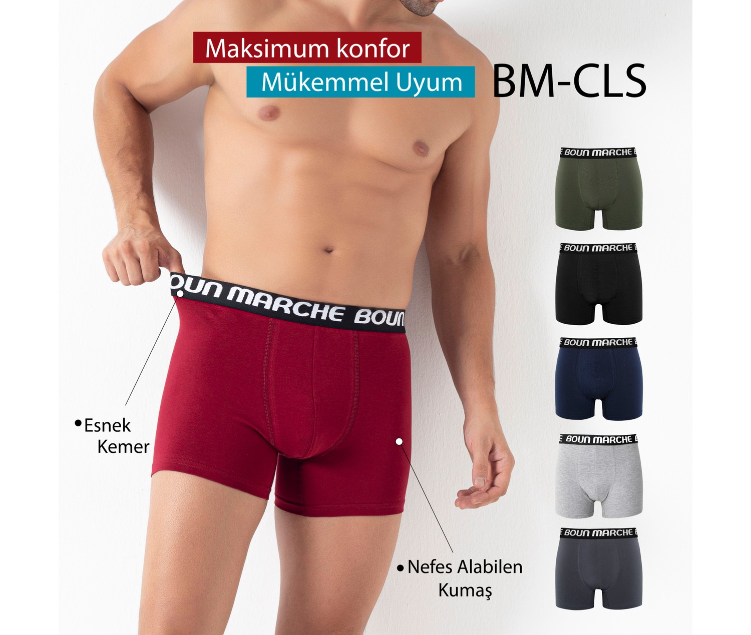 Boun Marche Erkek Boxer Likralı 6'lı Kutu Paul Bm-Cls görsel 3