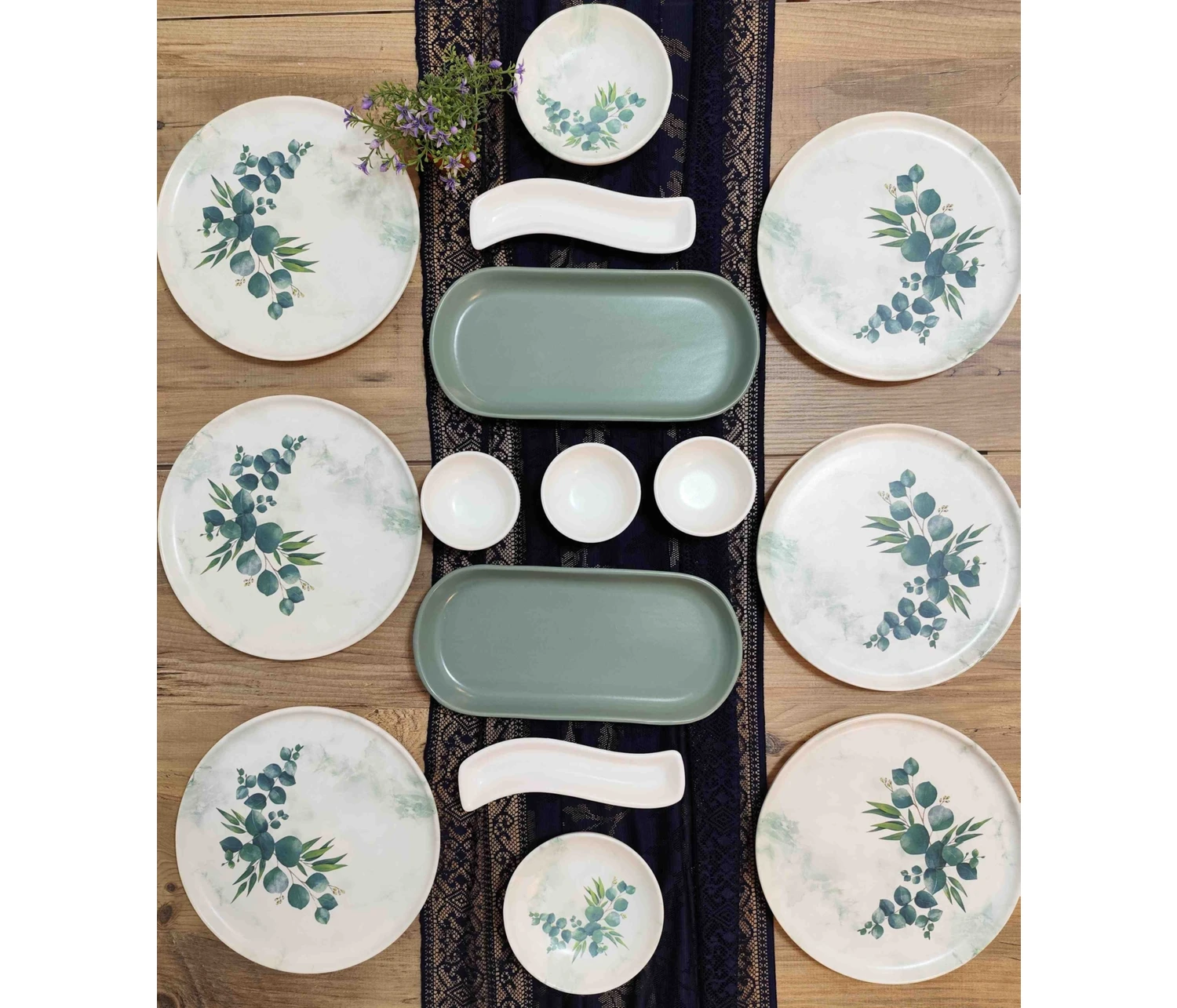 Resim Keramika Okaliptüs Kahvaltı Takımı 6 Kişilik 15 Parça Mat Yesil 