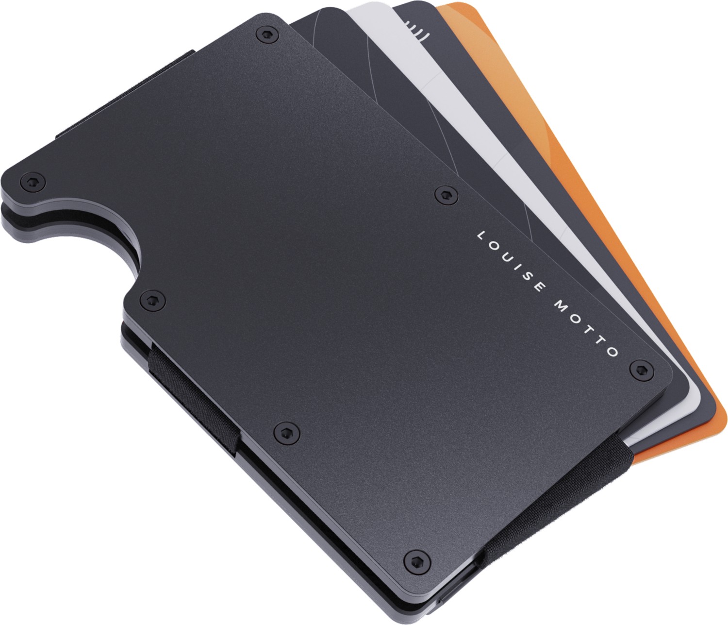 Louise Motto Cardx - Burano Clips - Yeni Nesil Minimalist Cüzdan & Metal Kartlık - Rfid Koruma (Siyah) görsel 2