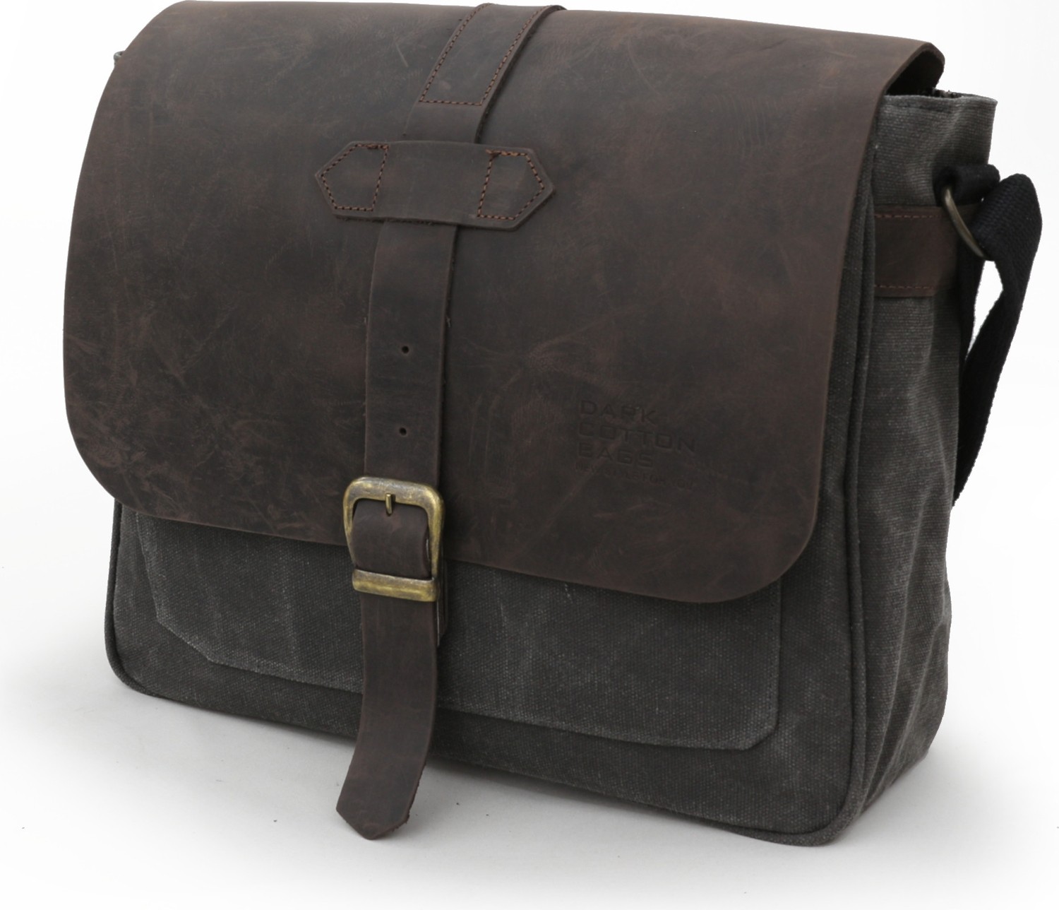 Dark Cotton 7503 Hakiki Deri Camel Kapaklı Suya Dayanıklı Mumlu Kanvas 15” Laptop, Okul, Evrak Seyahat Çantası