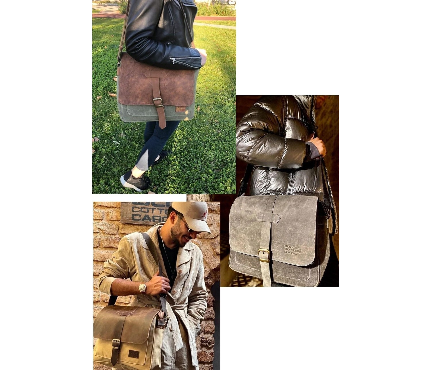 Dark Cotton 7503 Hakiki Deri Camel Kapaklı Suya Dayanıklı Mumlu Kanvas 15” Laptop, Okul, Evrak Seyahat Çantası görsel 6