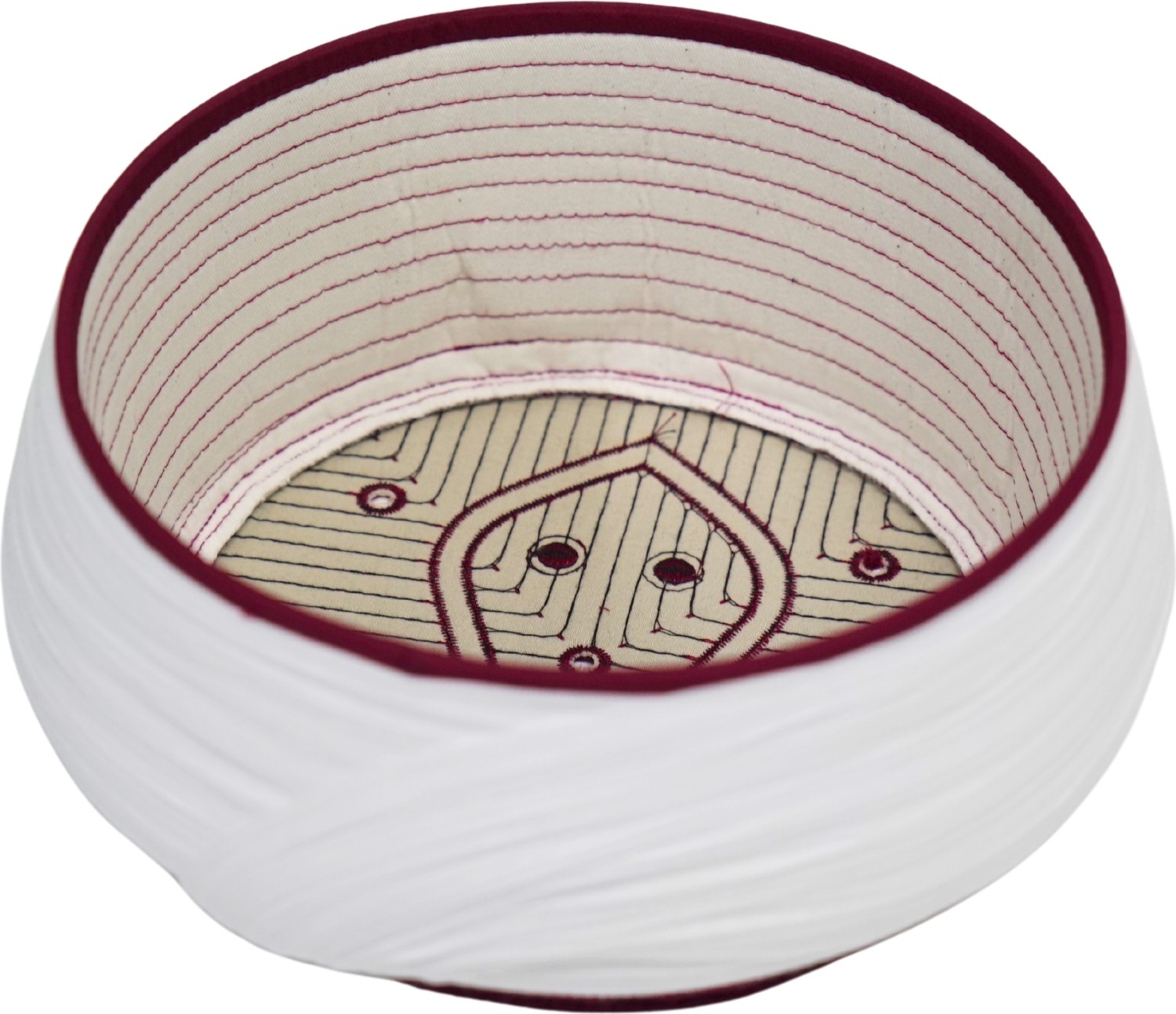 Sarıkhane Talebe Sarığı-Beyaz Kumaş-Bordo Takke-Yuvarlak Sarım-Nâli Şerif-5 Metre görsel 4