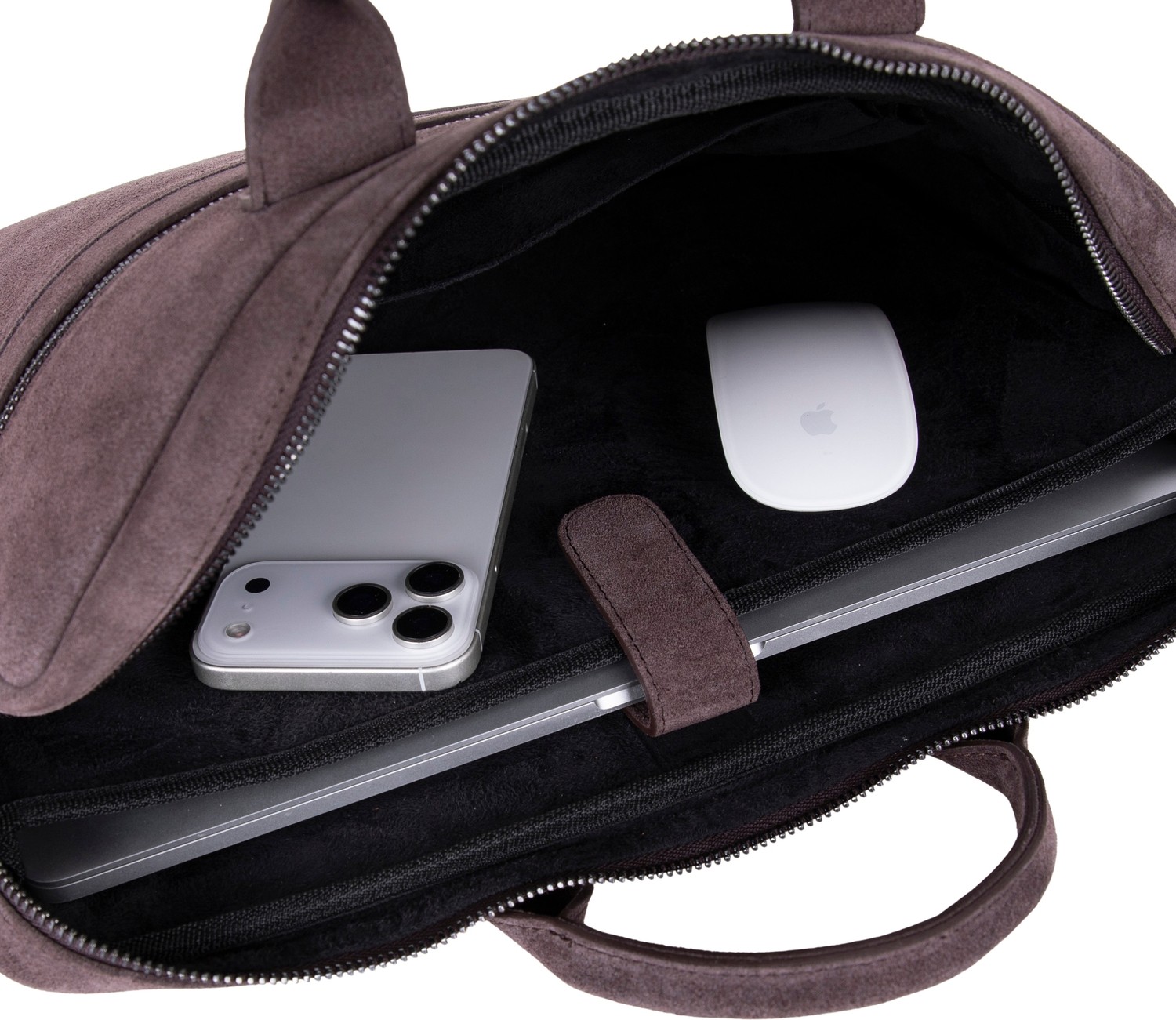 BloominBag Mocha Still Hakiki Süet Deri 13-14 Inç Macbook/laptop Çantası görsel 6