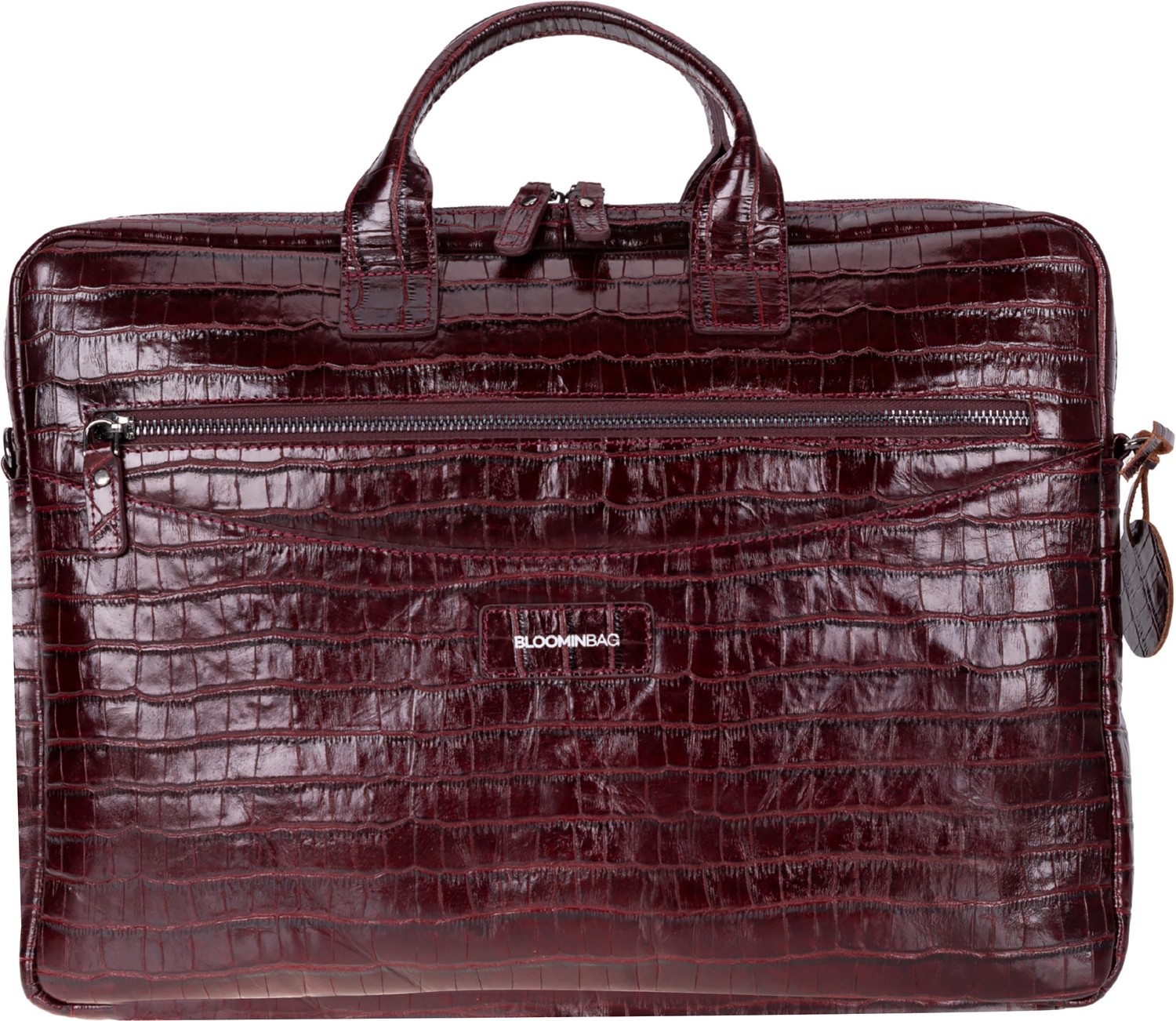 BloominBag Burgundy Croco Hakiki Deri 15-16 Inç Macbook/laptop Çantası görsel 5