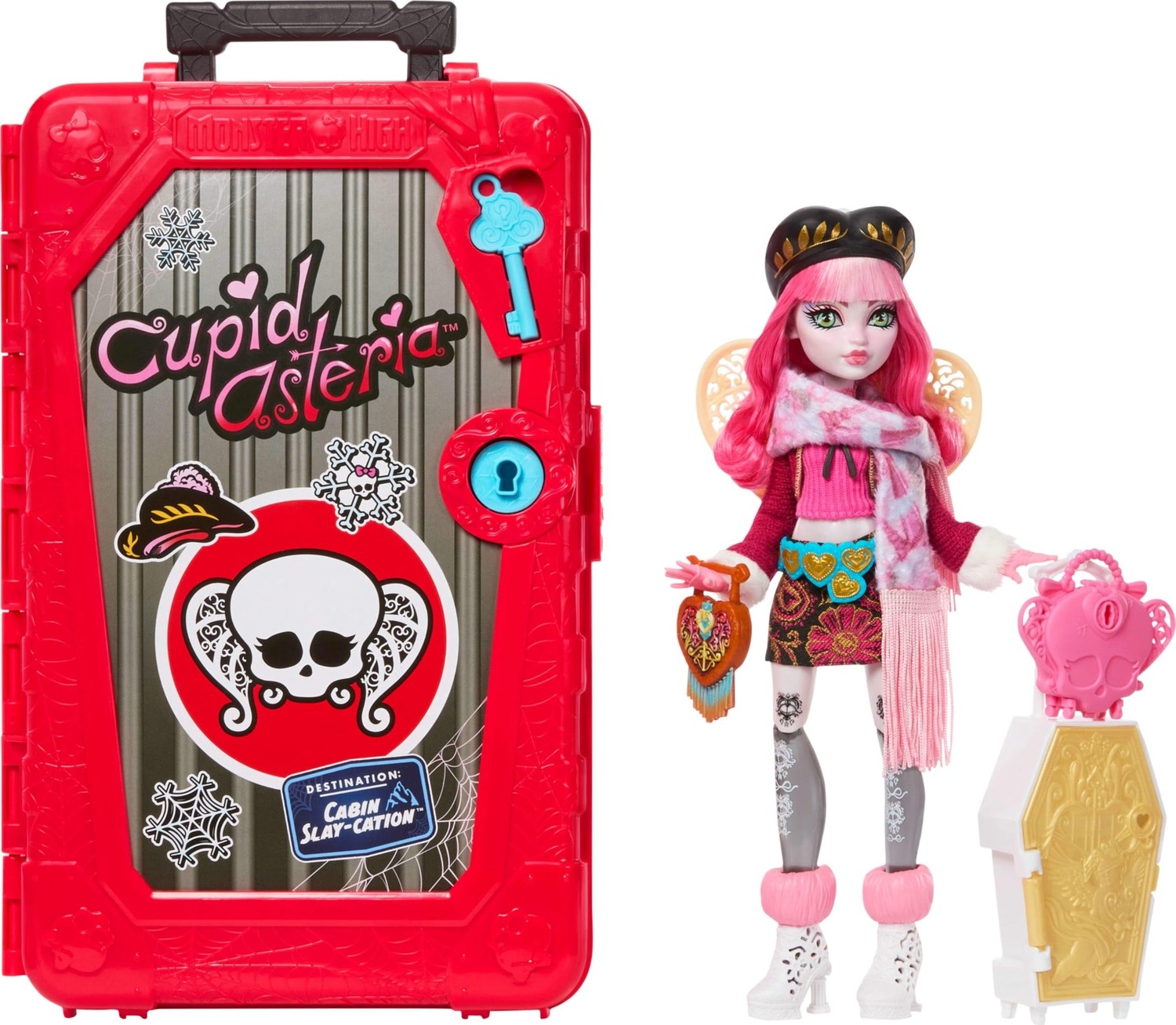 Die Grup Monster High Skulltimate Secrets Cupid Asteria Bebek ve Aksesuar Seti, Hedef: Bavullu Kabin Slay-Katyon ve Giysi Gibi 19+ Sürpriz