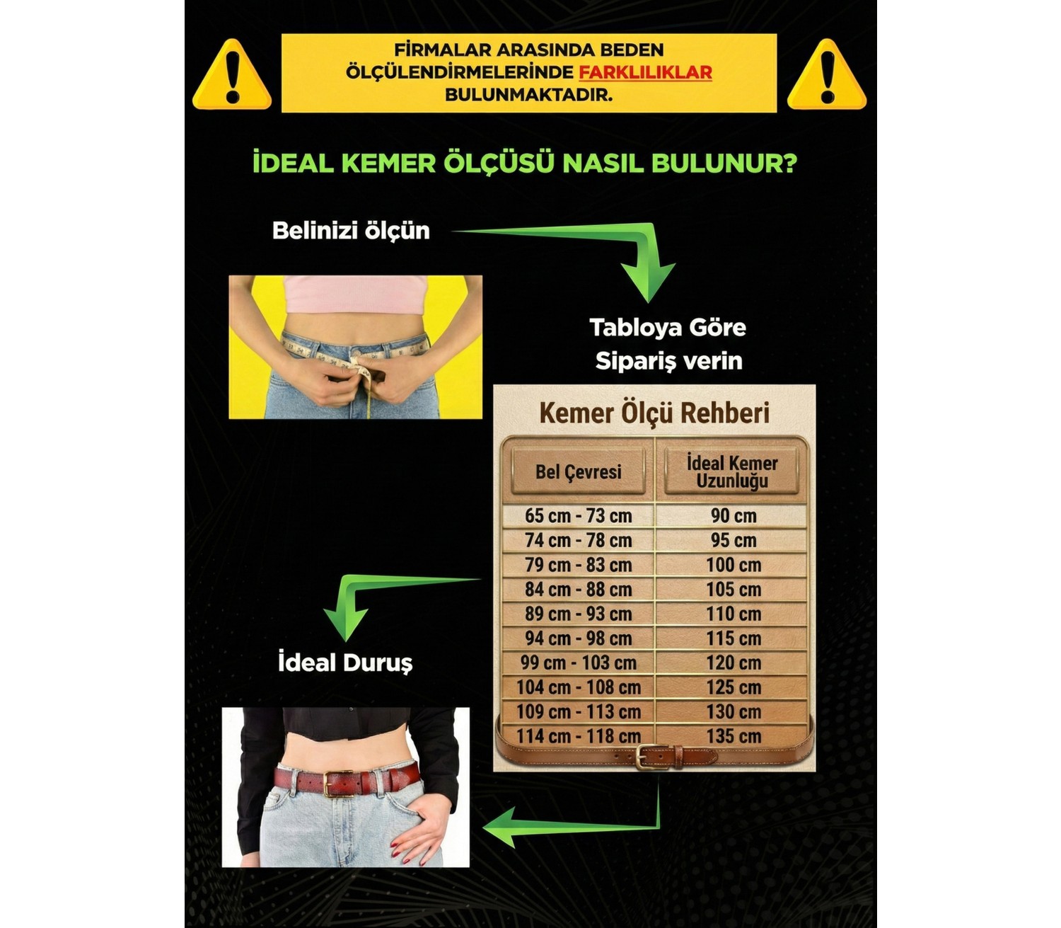 GoDeri Deri 4.5 cm Siyah Kot, Spor Kemer görsel 8