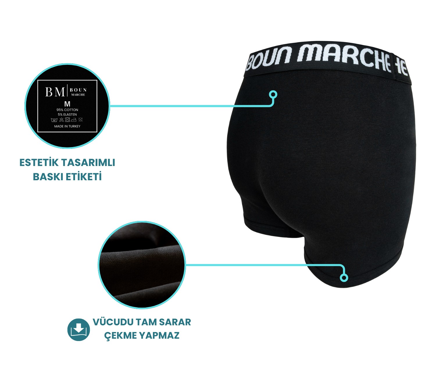 Boun Marche Erkek Boxer Likralı Premıum 6'lı Kutu Royal görsel 4