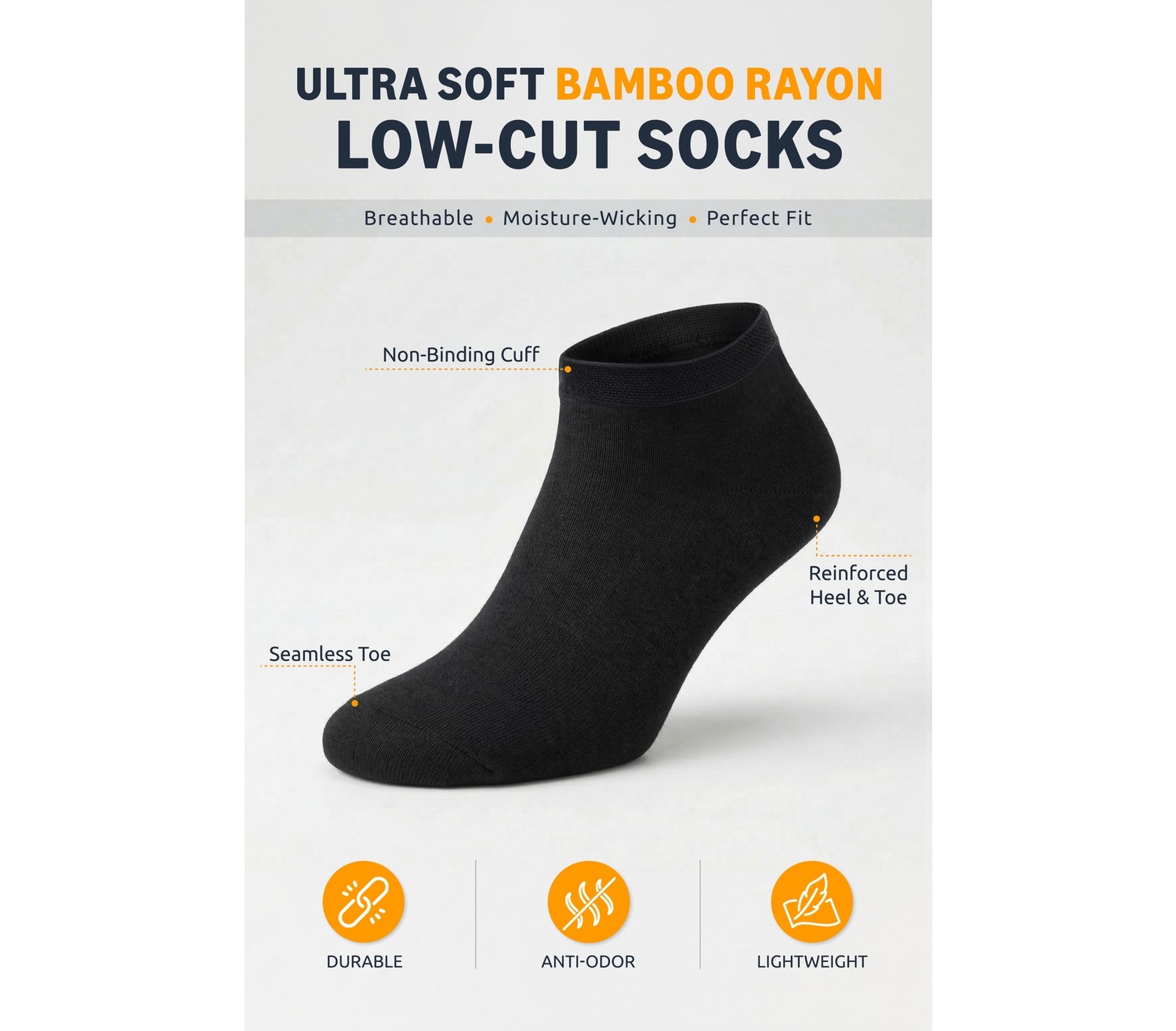 GoWith 10'lu Bambu Premium Dikişsiz Kutulu Nefes Alabilir Erkek Kadın Sneaker Çorap, Likralı 200 Iğne Esnek Sıkmayan Siyah Beyaz Gri Kısa Patik Çorabı 3006 görsel 2