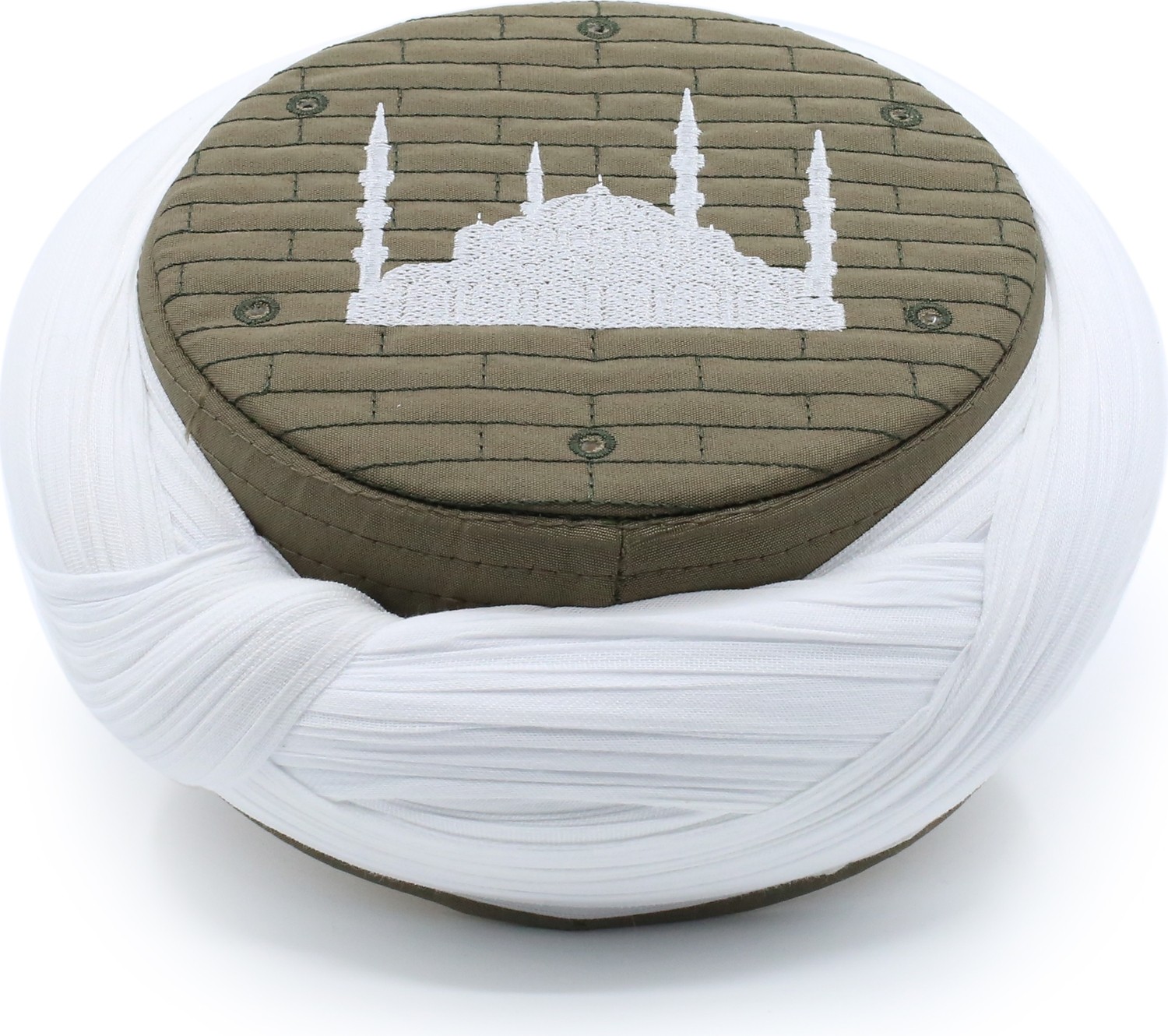 Sarıkhane Cami Sarığı, Beyaz Kumaş, Yeşil Takke, Çapraz Sarım, Cami Nakışlı, 7 Metre