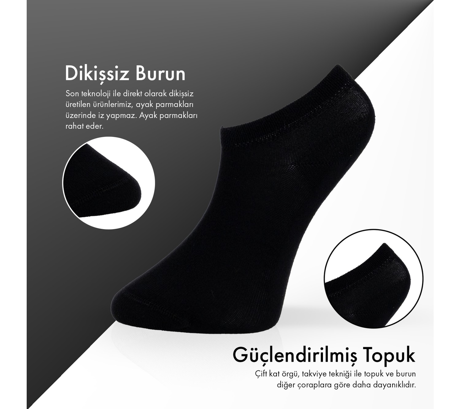 Lion Monroe Saf Bambu 4 Mevsim Erkek Sneaker Beyaz Çorap Dikişsiz Görünmez Bilekte Spor Çorap Prime Comfort 6'lı S681AZNS görsel 3
