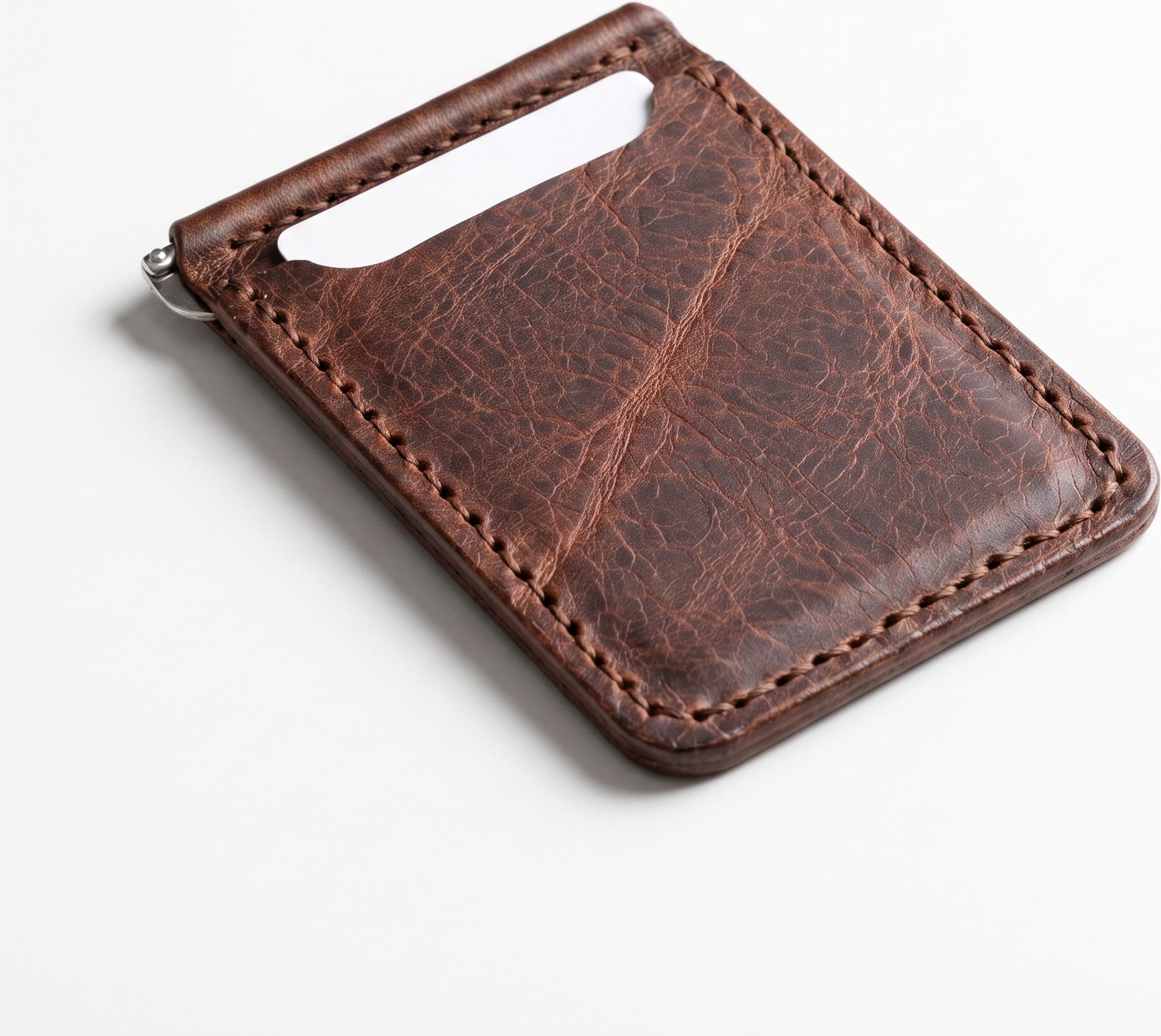 Mest Craft El Yapımı %100 Hakiki Deri Para Klipsli Minimalist Kartlık Cüzdan görsel 5