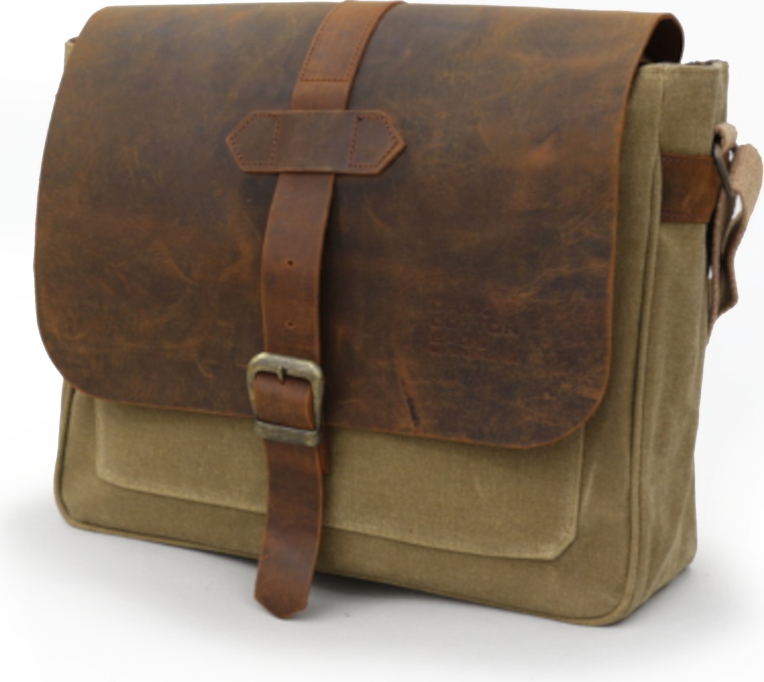 Dark Cotton 7503 Hakiki Deri Camel Kapaklı Suya Dayanıklı Mumlu Kanvas 15” Laptop, Okul, Evrak Seyahat Çantası