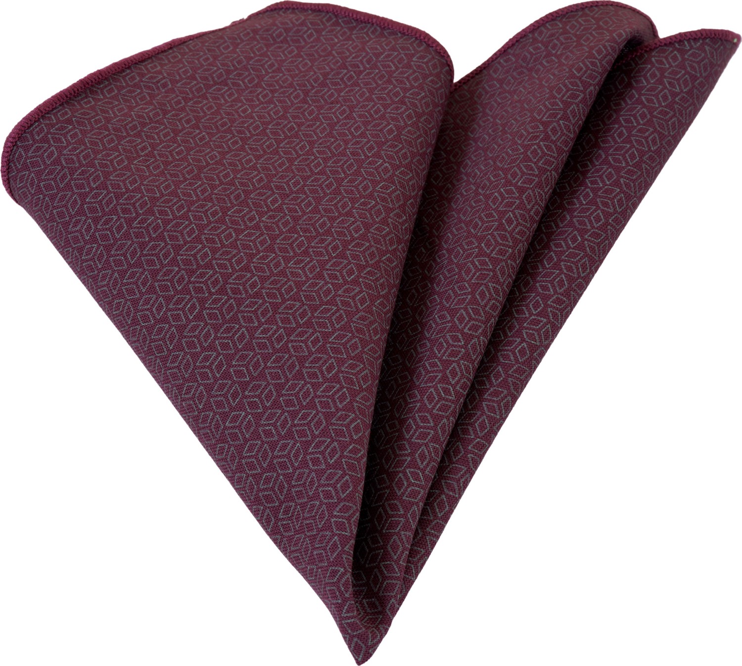 Exve Exclusive Bordo Üzerine Gri Geometrik Desenli Yaka Mendili