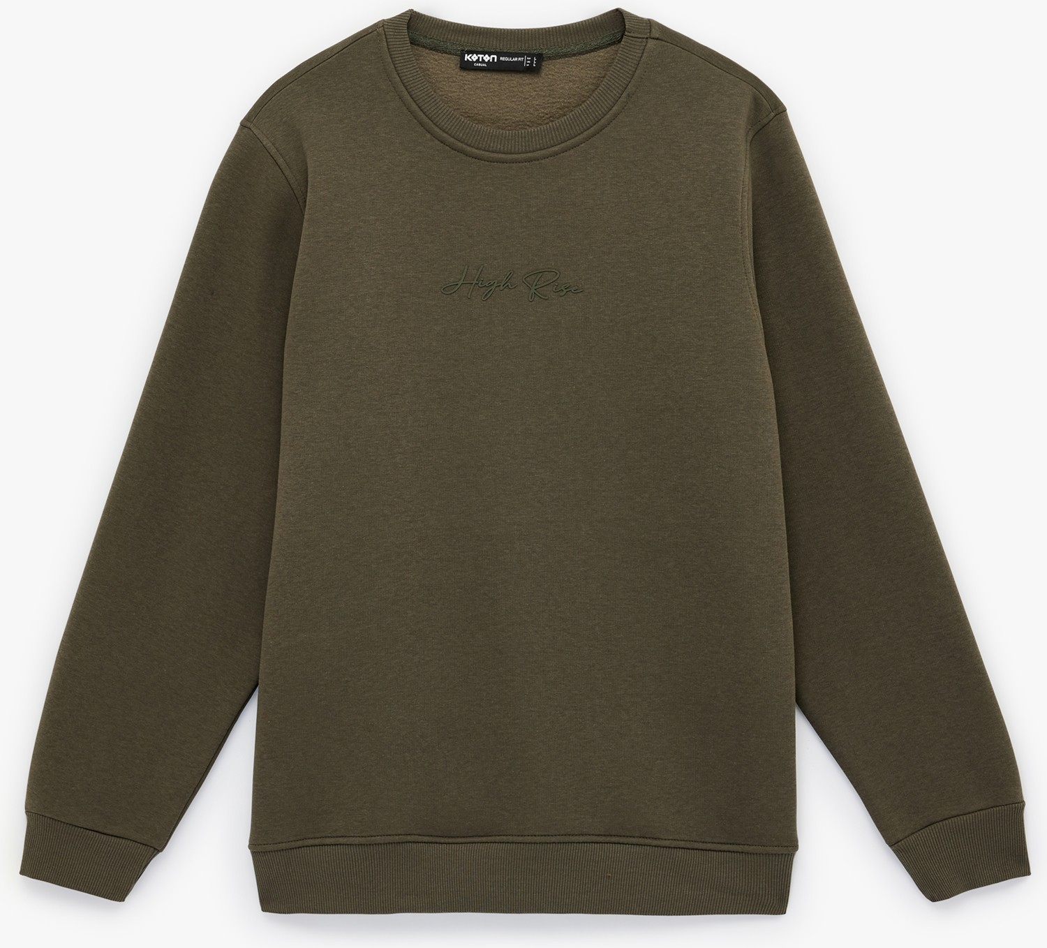 Koton Regular Fit Uzun Kollu Şardonlu Bisiklet Yaka Basic Baskılı Sweatshirt görsel 4