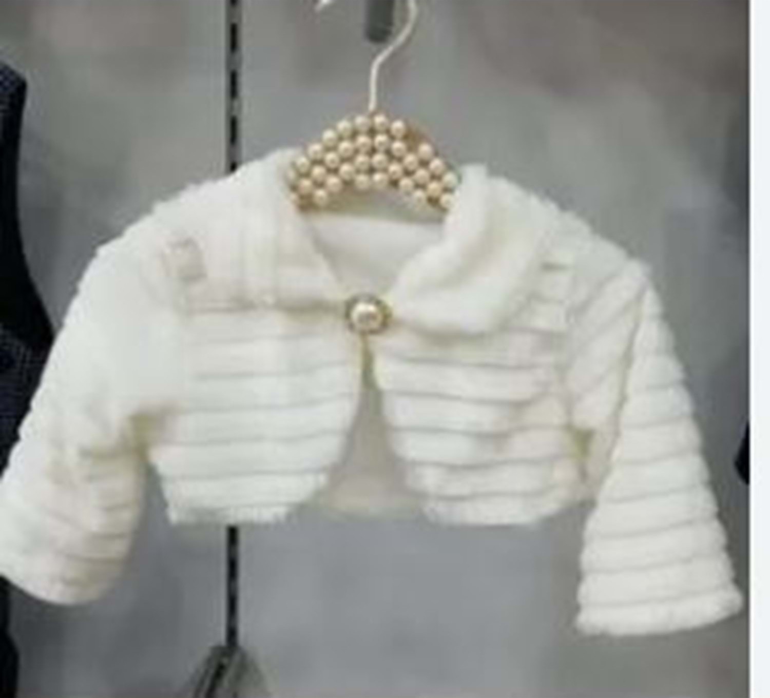 Pembe Mavi Kürk Bolero - Krem - 3 Yaş