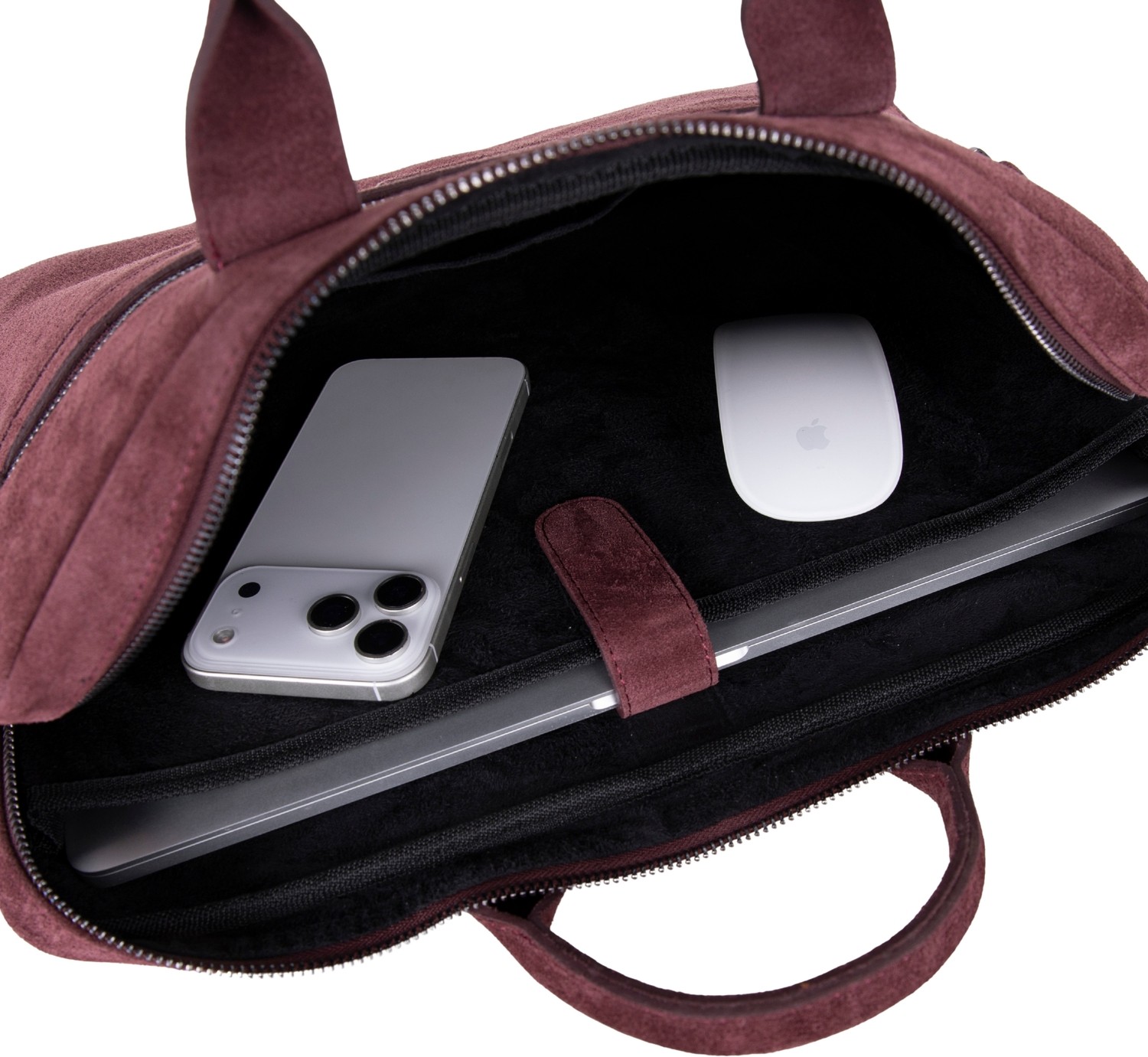 BloominBag Burgundy Still Hakiki Süet Deri 13-14 Inç Macbook/laptop Çantası görsel 4