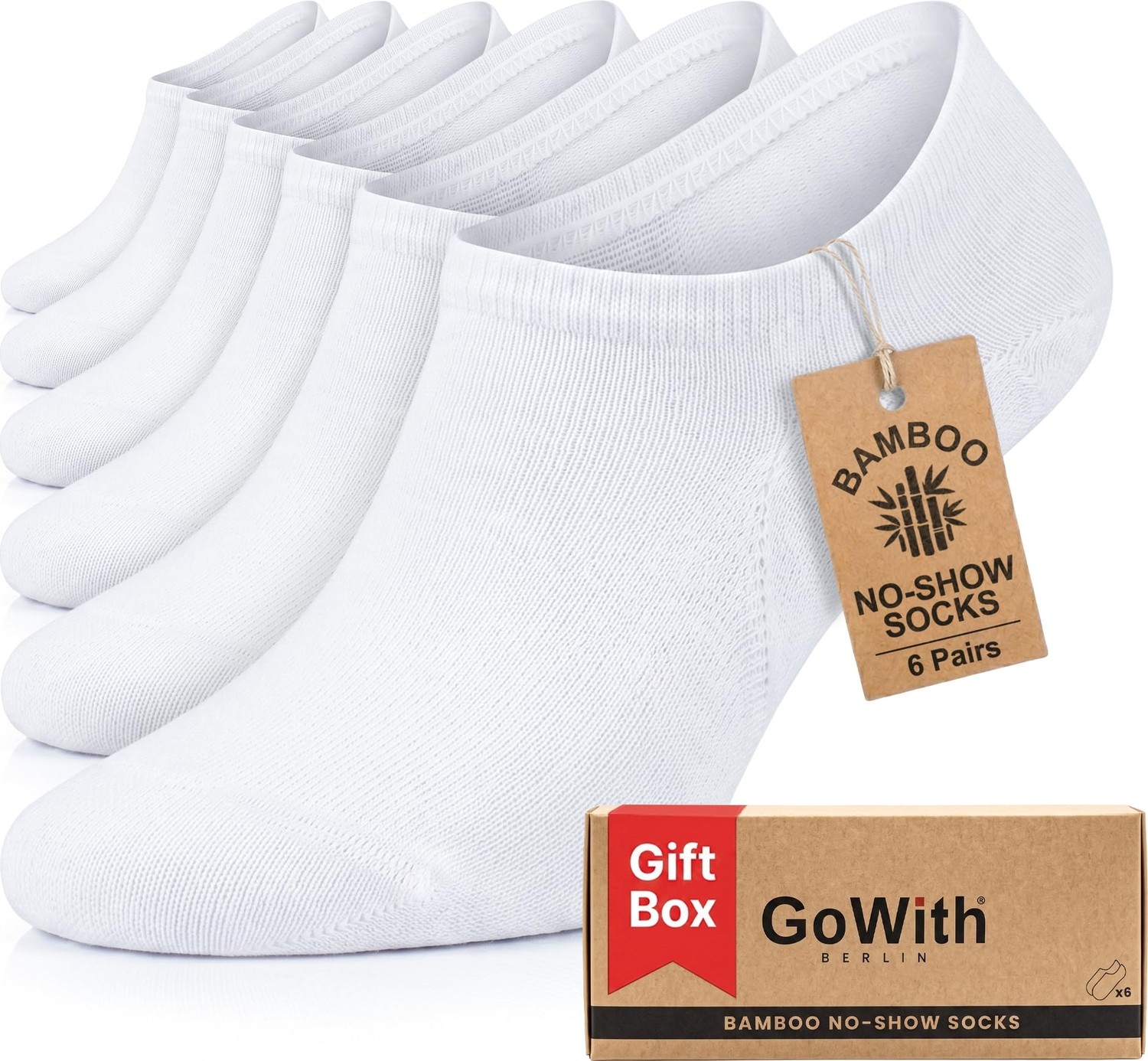 Aesco Gowith 6'lı Bambu Görünmez Kadın Erkek Çorap, Dikişsiz Yürüyüş Spor Koşu No Show Sneakers Çorabı 3103