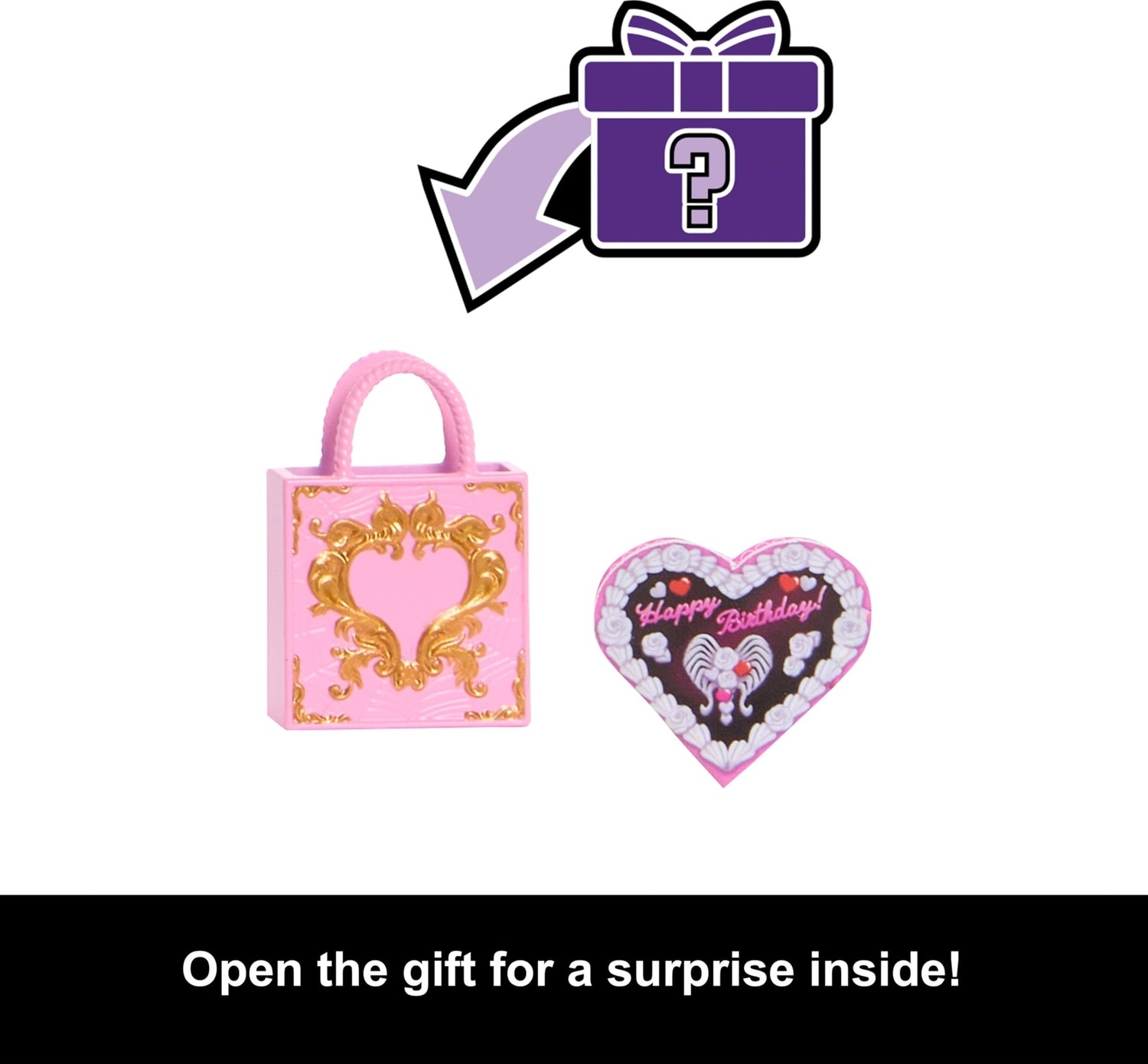 Aesco Monster High Pembe ve Kırmızı Parti Elbisesi Giyen Havalı Doğum Günü Cupid Asteria Bebek ve Davetiye, Balon, Hediye Gibi Temaya Uygun Aksesuarlar, JBG77 görsel 3