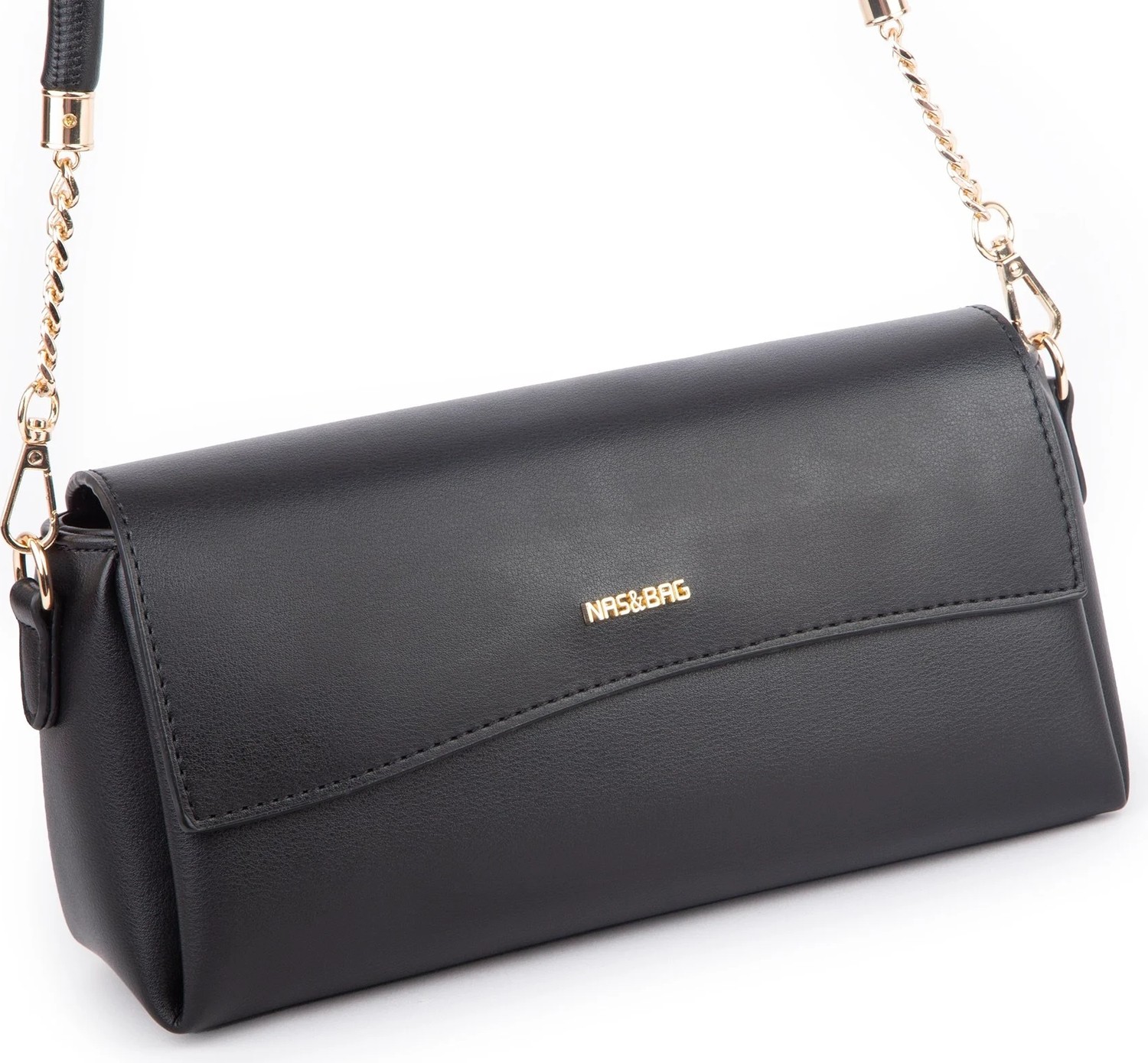 Nas Bag Kadın Sade Şık Omuz ve Çapraz Çanta (En 24 cm ;boy 12 cm ) Siyah görsel 7