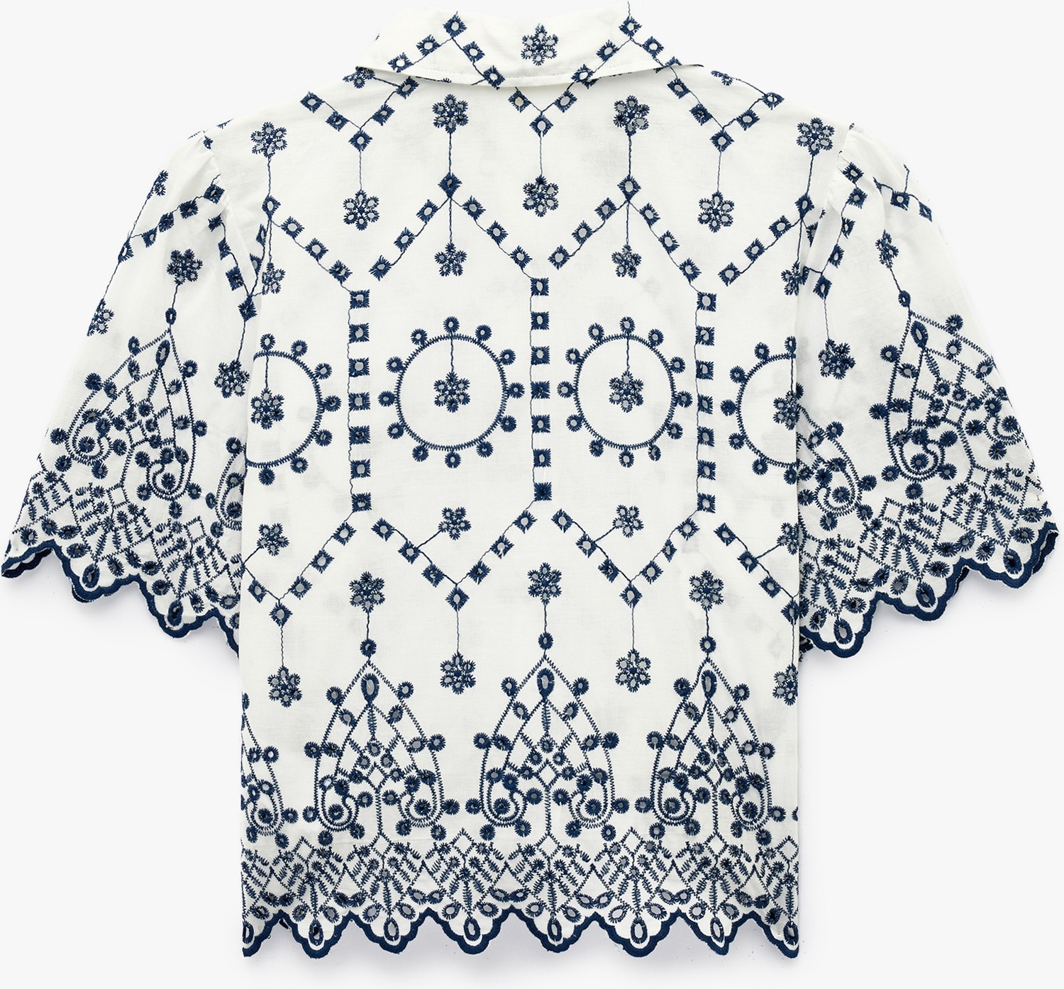 Koton Regular Fit Pamuklu Kısa Kollu Desenli Brodeli Crop Gömlek görsel 4