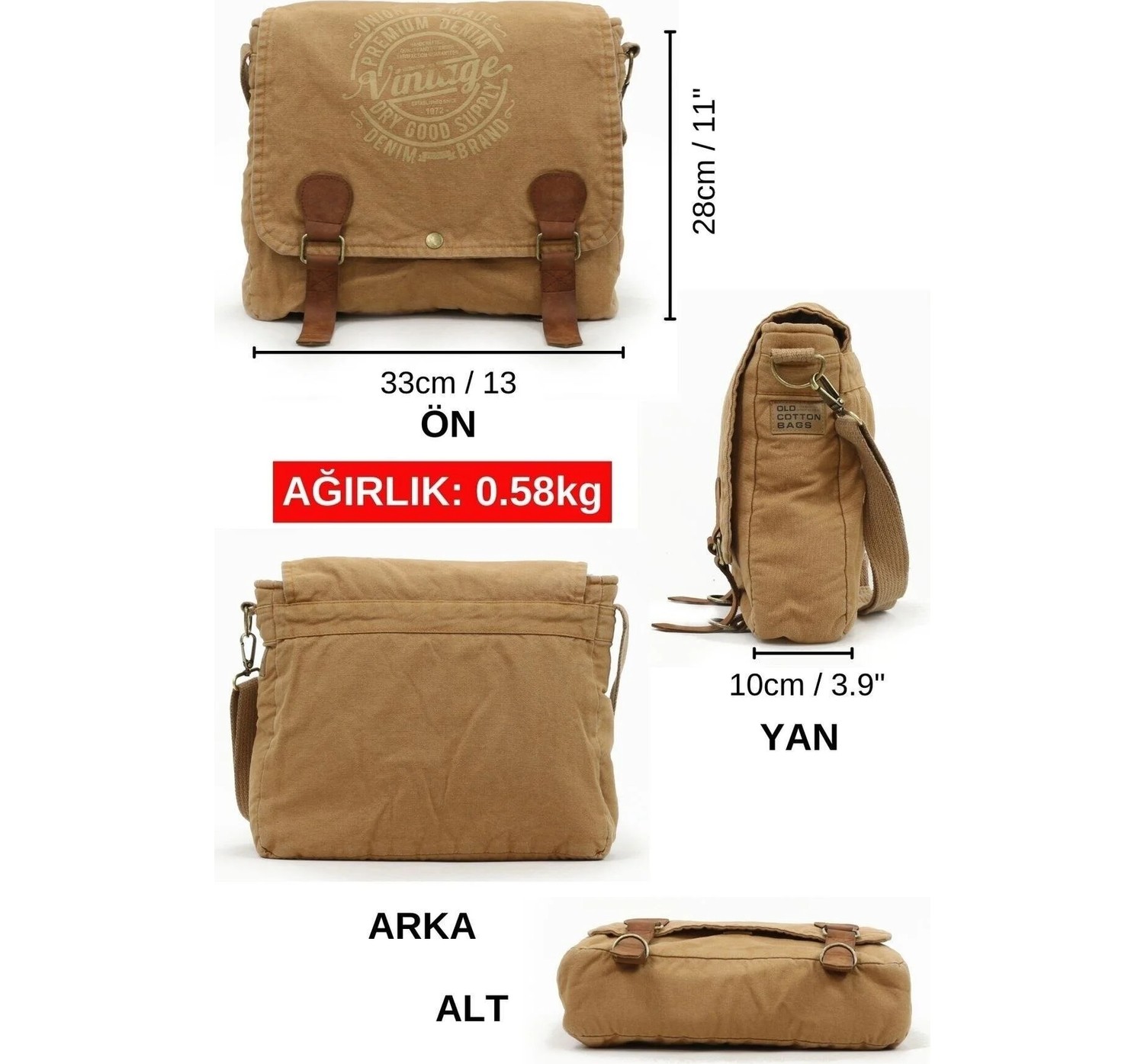 Mandosi Unisex Vintage Postacı Çantası Laptop Evrak ve Okul Omuz Çantası - 8045 görsel 3