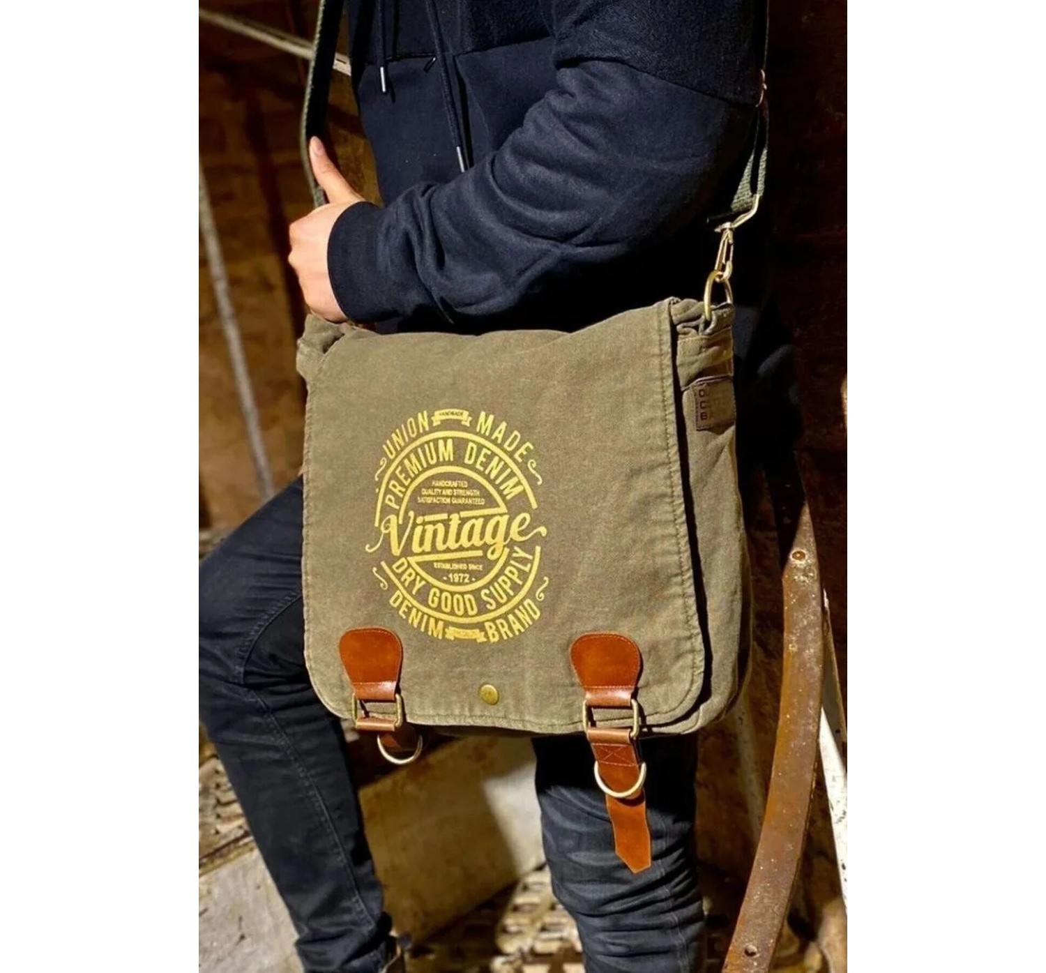 Mandosi Unisex Vintage Postacı Çantası Laptop Evrak ve Okul Omuz Çantası - 8045 görsel 4