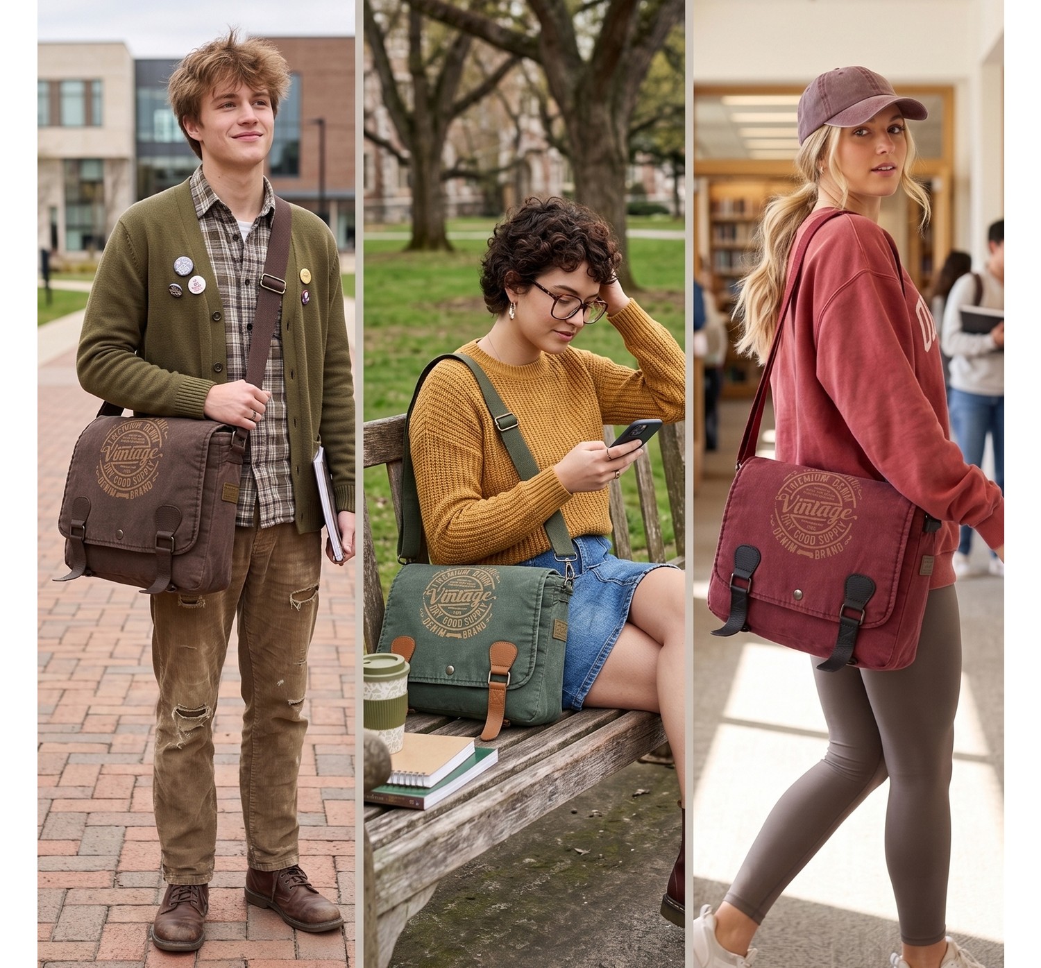 Mandosi Unisex Vintage Postacı Çantası Laptop Evrak ve Okul Omuz Çantası - 8045 görsel 6
