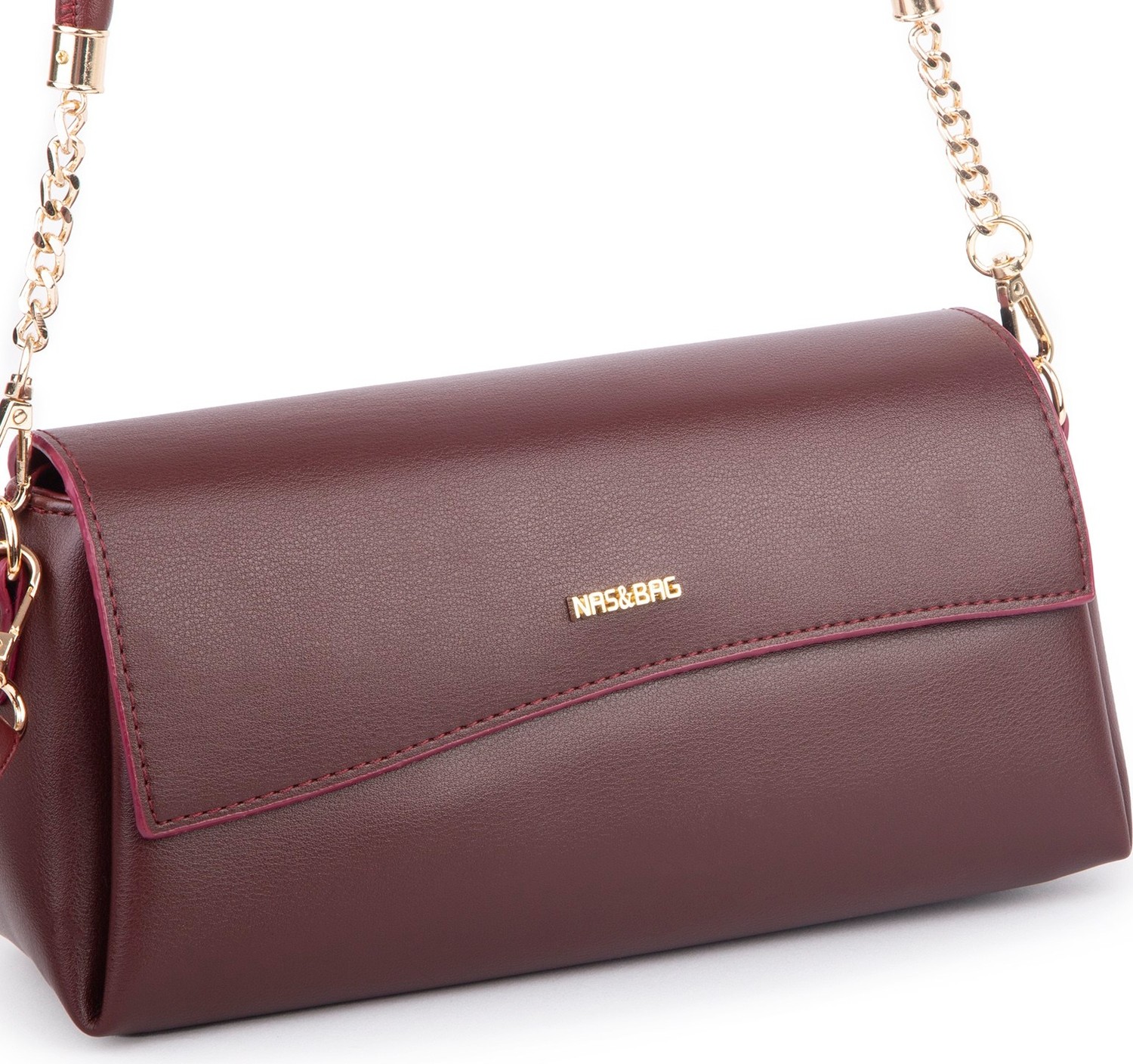 Nas Bag Kadın Sade Şık Omuz ve Çapraz Çanta (En 24 cm ;boy 12 cm ) Bordo görsel 2