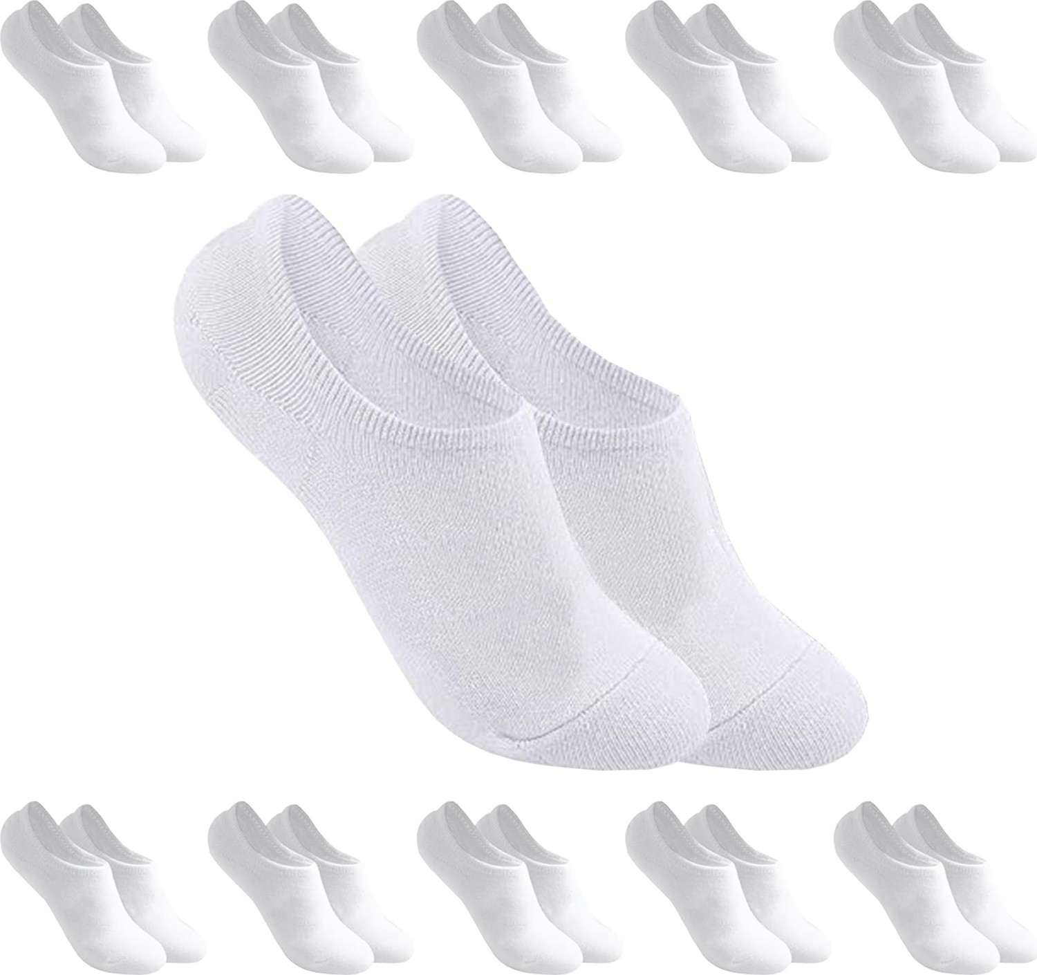 Die Grup David Benjamin Unisex 10’lu Premium Kutulu Pamuk Sneaker Çorap Patik Çorap - Nefes Alabilen, Kaymaz, Dikişsiz - Kadın & Erkek Için Yumuşak, Kısa Çorap, Spor Çorabı - Yürüyüş, Koşu Için (Beyaz, 43-46)