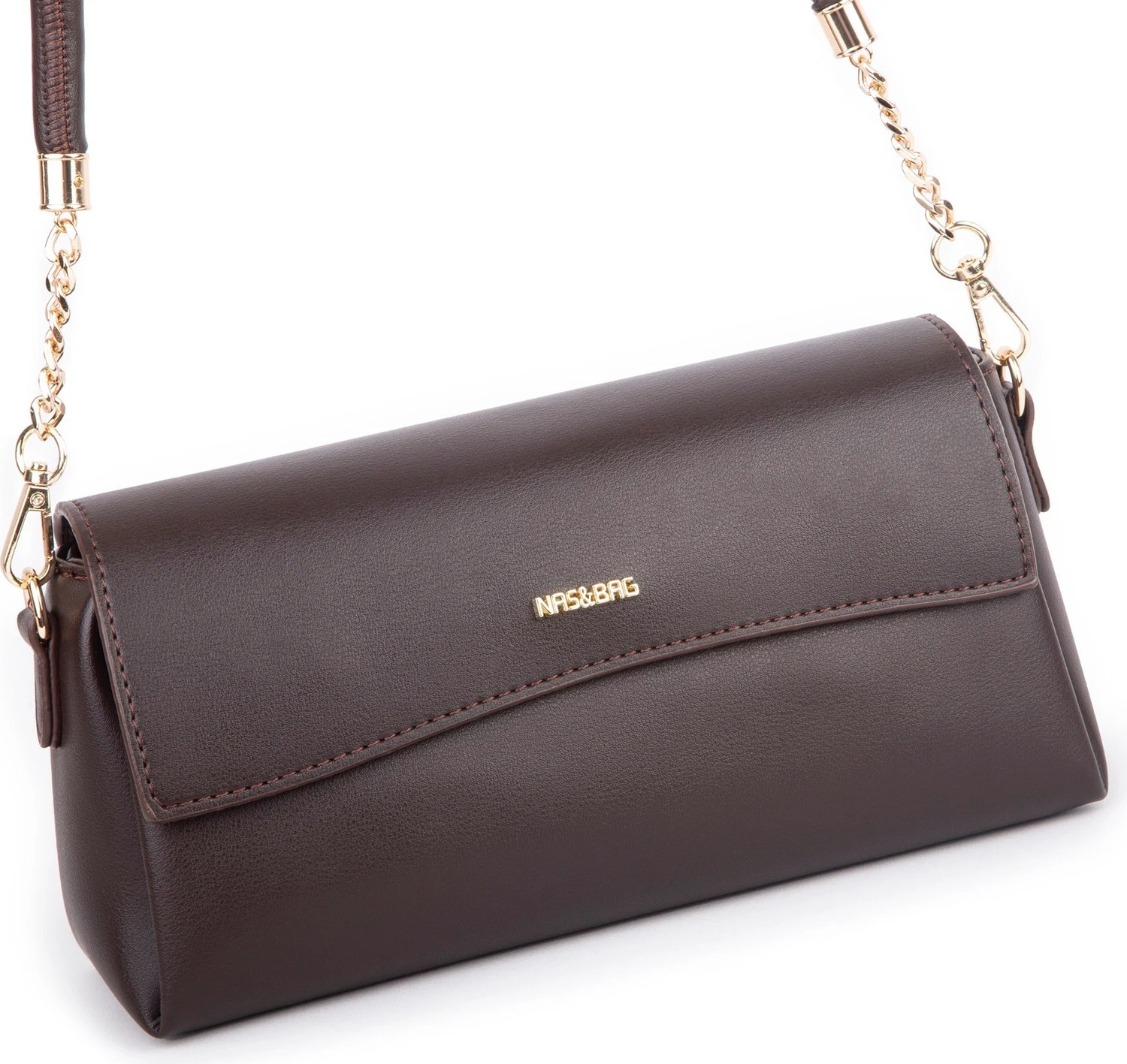 Nas Bag Kadın Sade Şık Omuz ve Çapraz Çanta (En 24 cm ;boy 12 cm ) Kahverengi görsel 6