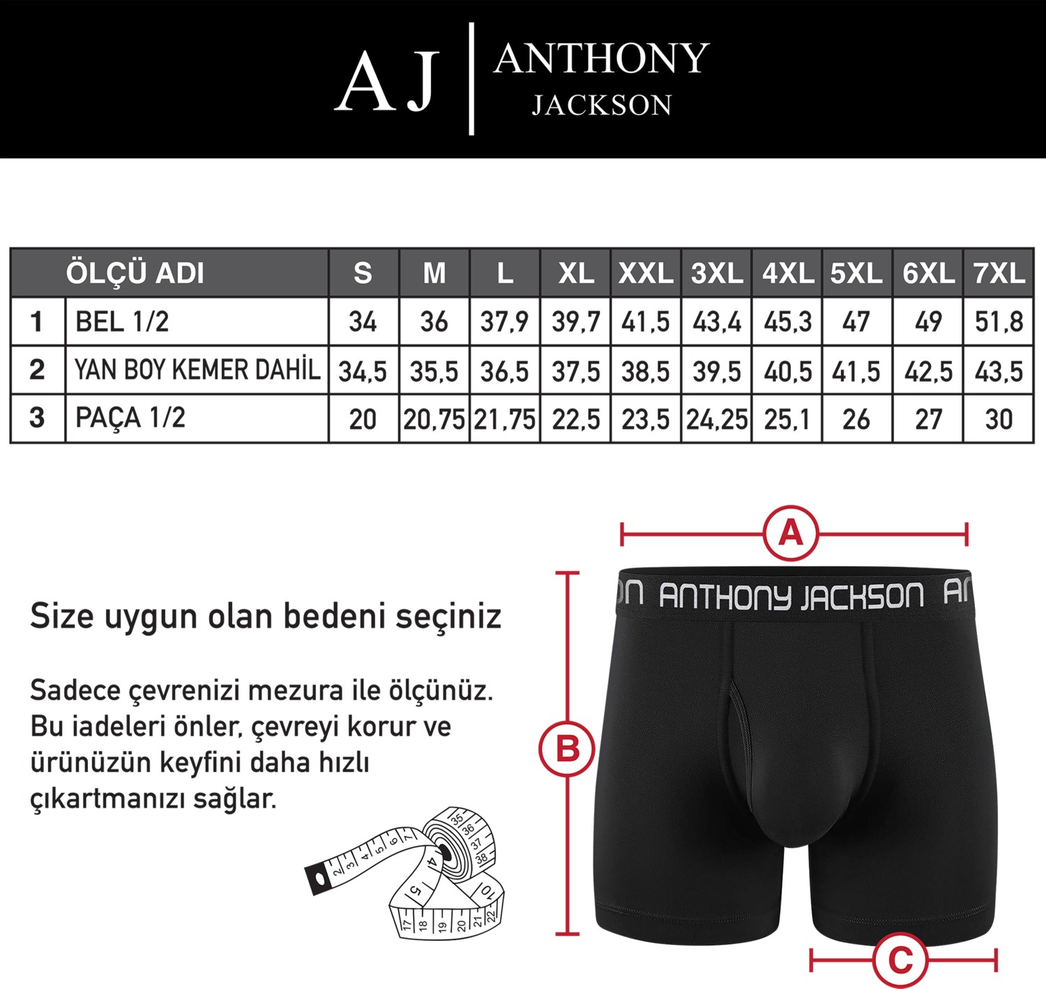 Anthony Jackson Likralı 5'li Kutu Premium Uzun Paçalı Erkek Boxer Shadowline görsel 6
