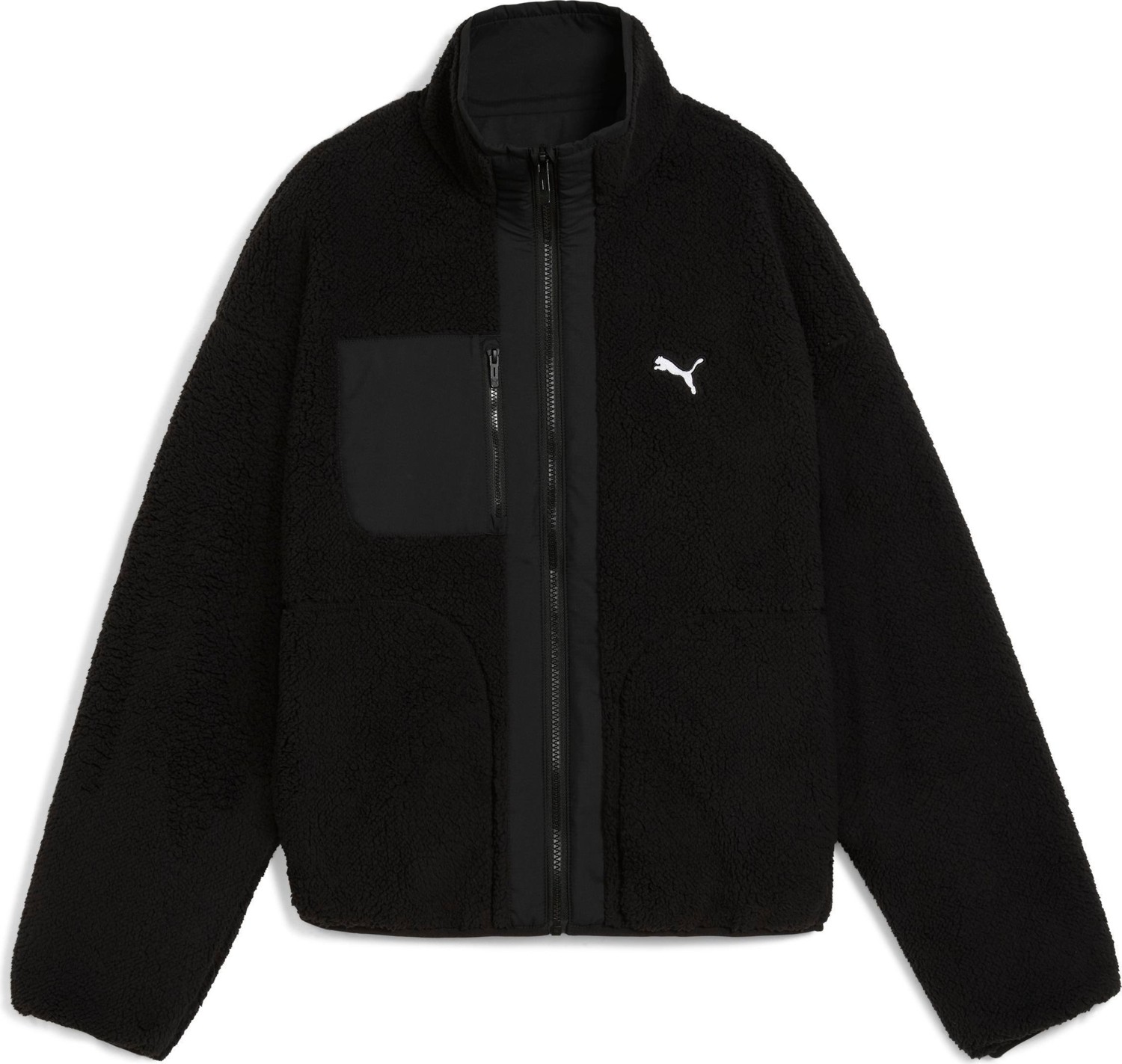 Puma Kadın Reversible Sherpa Ceket A-Form Fit Normal Yaka Cepli Siyah Dokuma Jacket