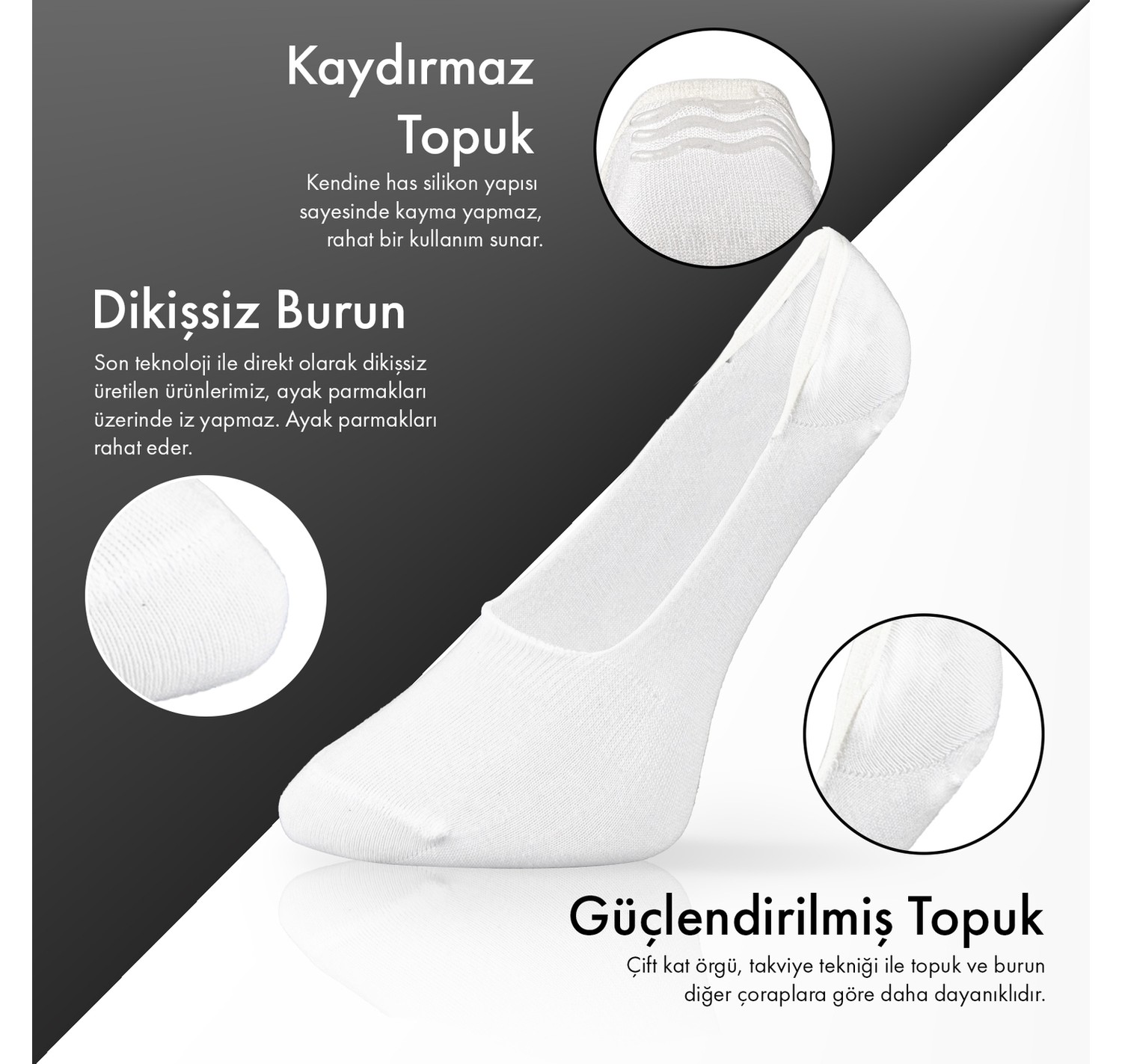 Lion Monroe Saf Bambu Erkek Babet Siyah - Lacivert Çorap Dikişsiz Görünmez Kaydırmaz Topuk Silikonlu Premium 6'lı Paket S3904AZNS görsel 3