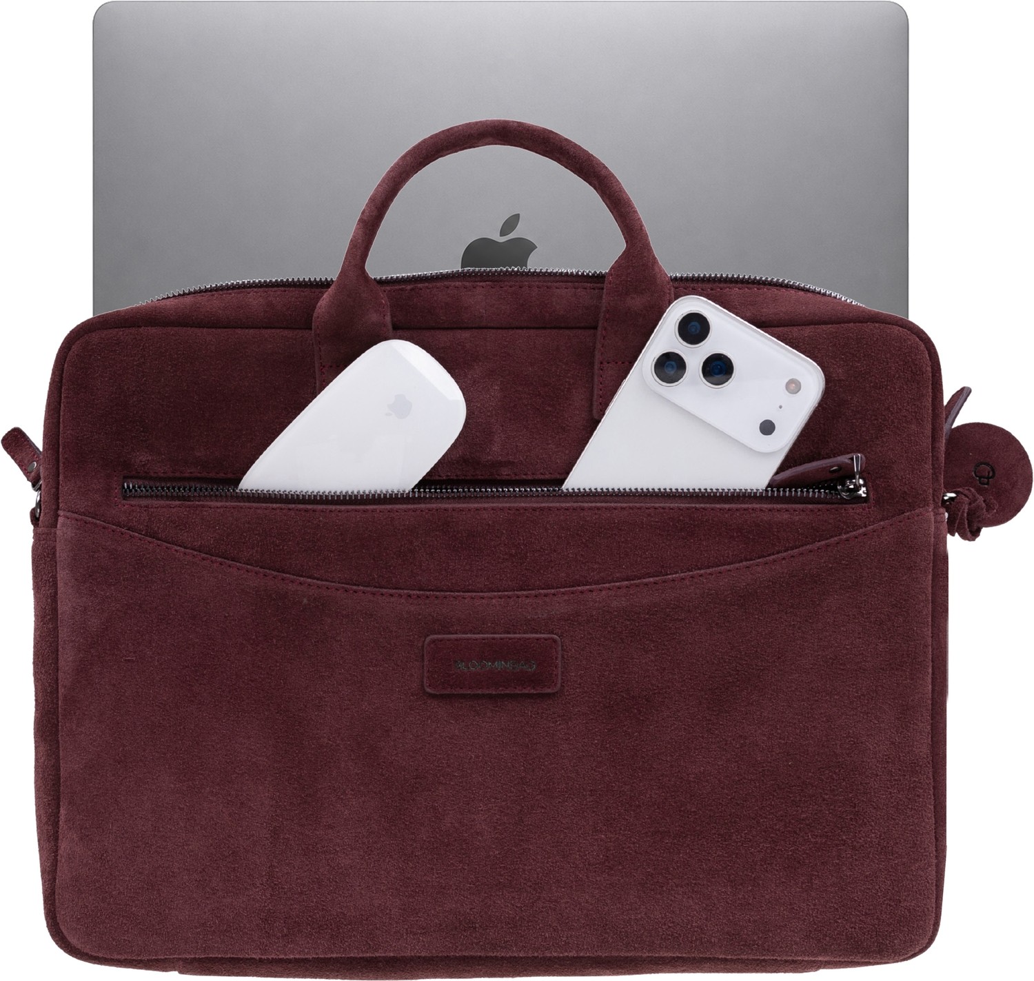 BloominBag Burgundy Still Hakiki Süet Deri 13-14 Inç Macbook/laptop Çantası görsel 3