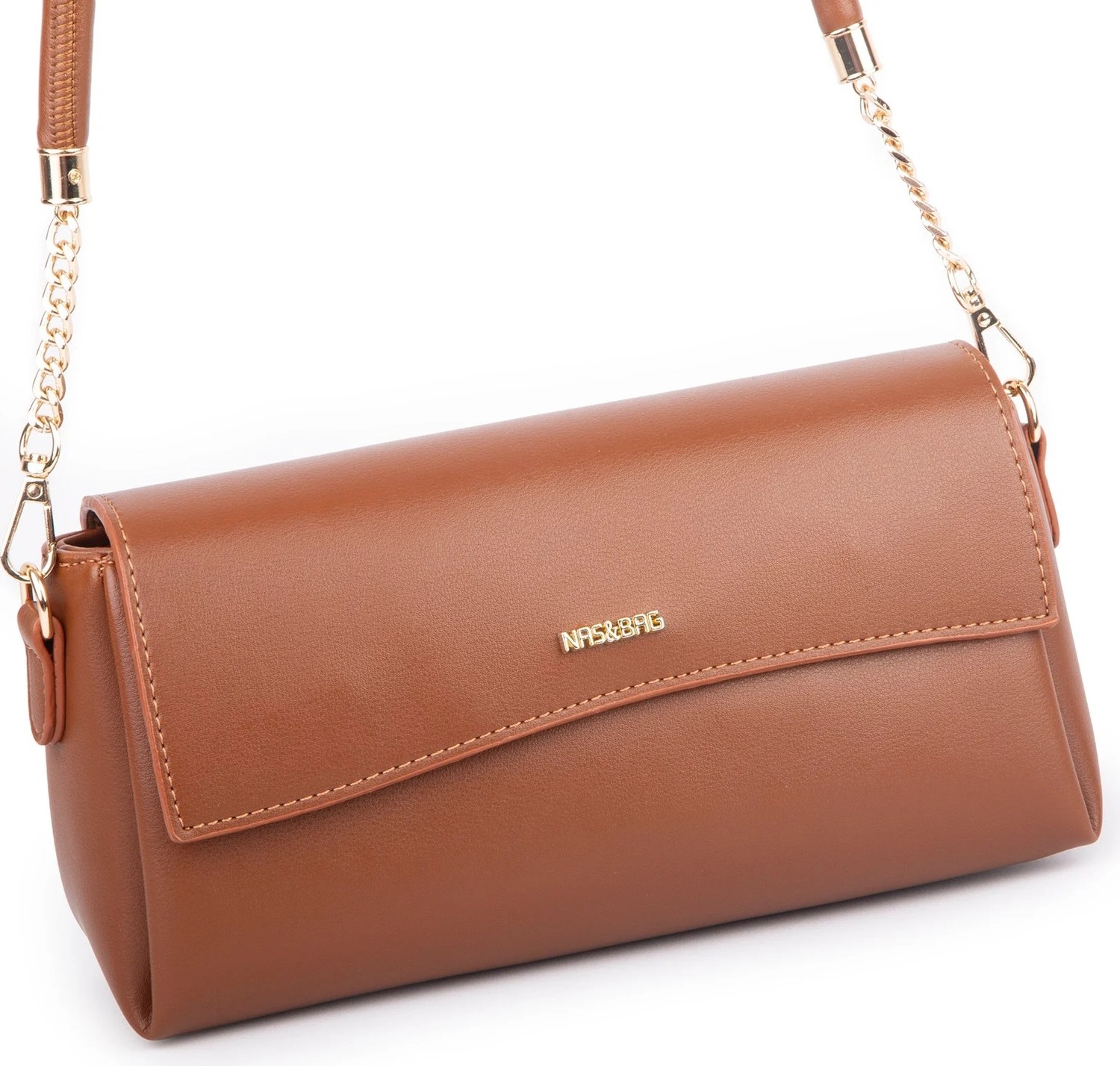 Nas Bag Kadın Sade Şık Omuz ve Çapraz Çanta (En 24 cm ;boy 12 cm ) Taba görsel 6