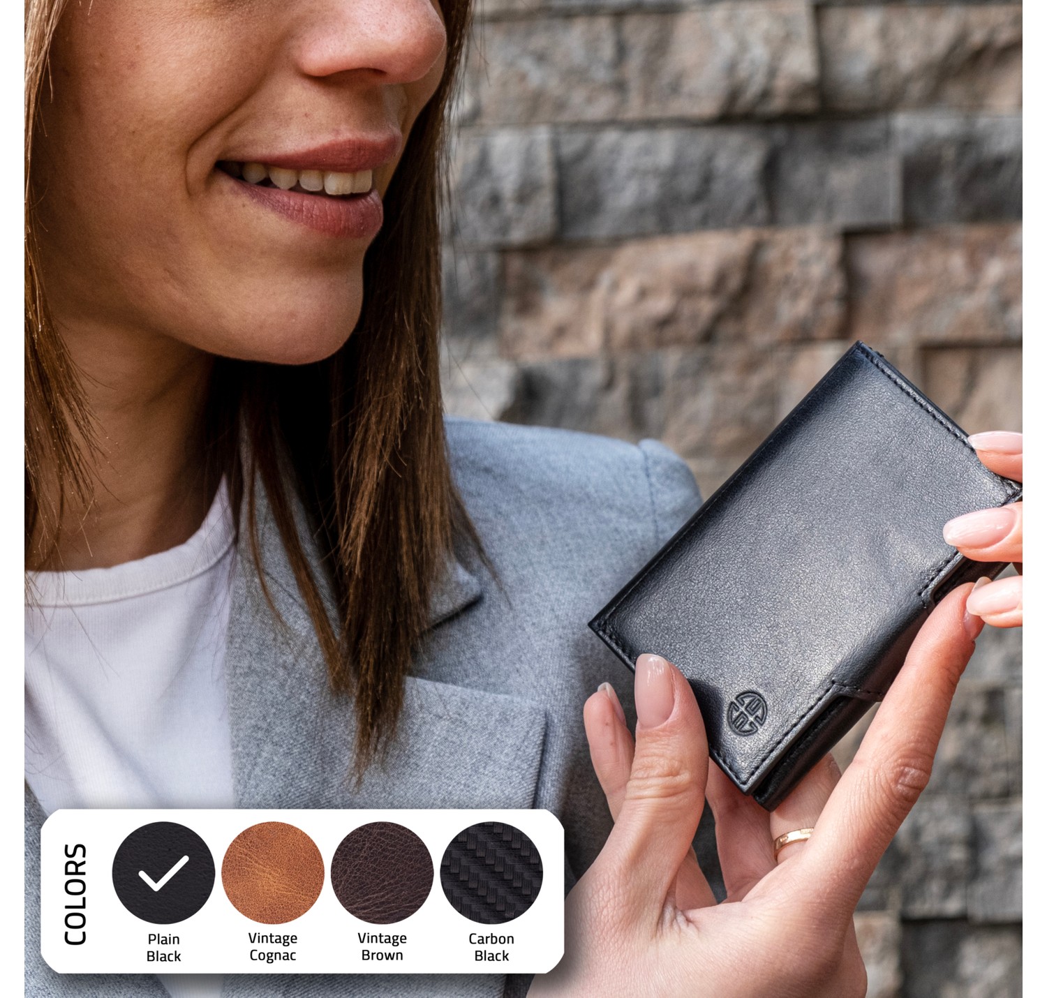 Trusador Toscana Carbon Kartlık Deri Cüzdan Unisex Rfid Korumalı Erkek Kadın Mini Hediye görsel 5