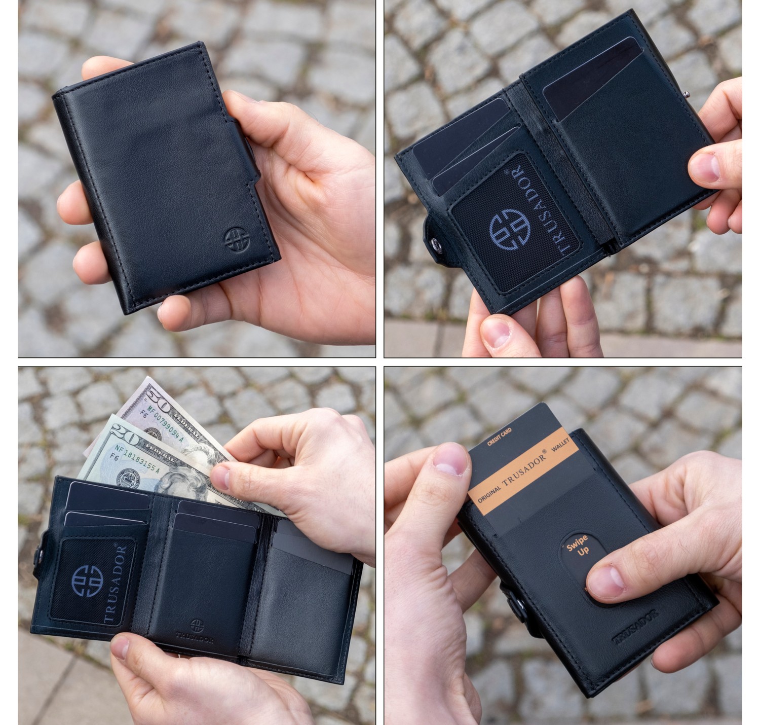 Trusador Toscana Carbon Kartlık Deri Cüzdan Unisex Rfid Korumalı Erkek Kadın Mini Hediye görsel 4