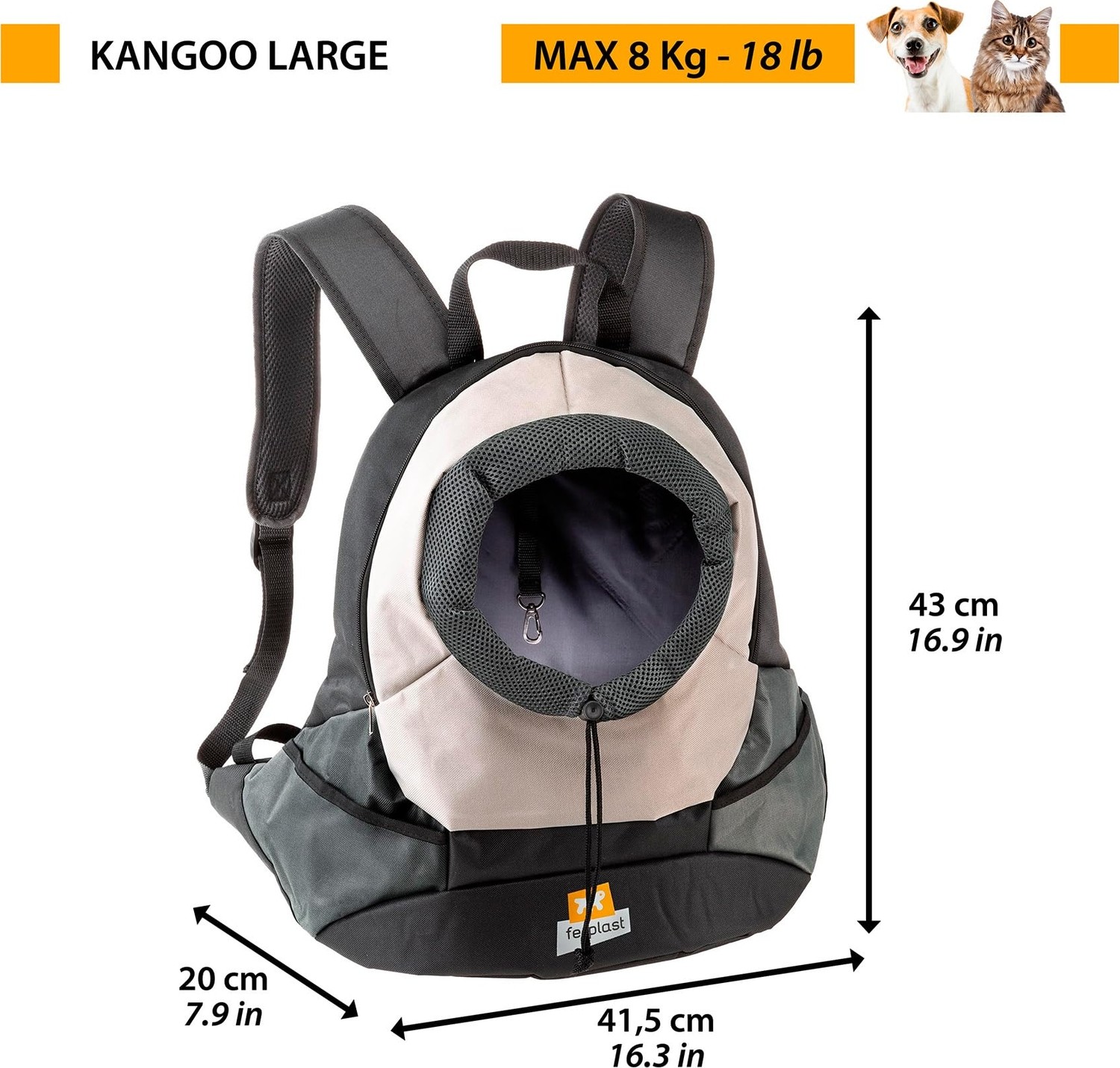 Esranın Dünyası Ferplast Kangoo Köpek Sırt Çantası, Kedi Sırt Çantası, Köpek Çantası, Geniş Açıklık, Emniyet Kemeri, Ayarlanabilir Kayışlar, Maks. 8 Kg, 41,5 x 20 x 43 Cm, Pembe görsel 5