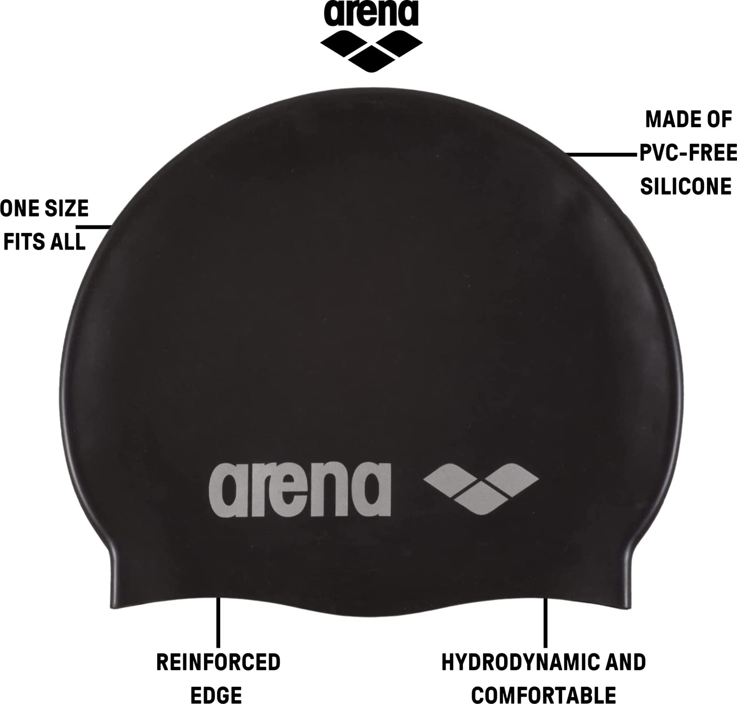 Die Grup Arena Classic Silicone Silver-Black Yüzücü Boneleri görsel 2
