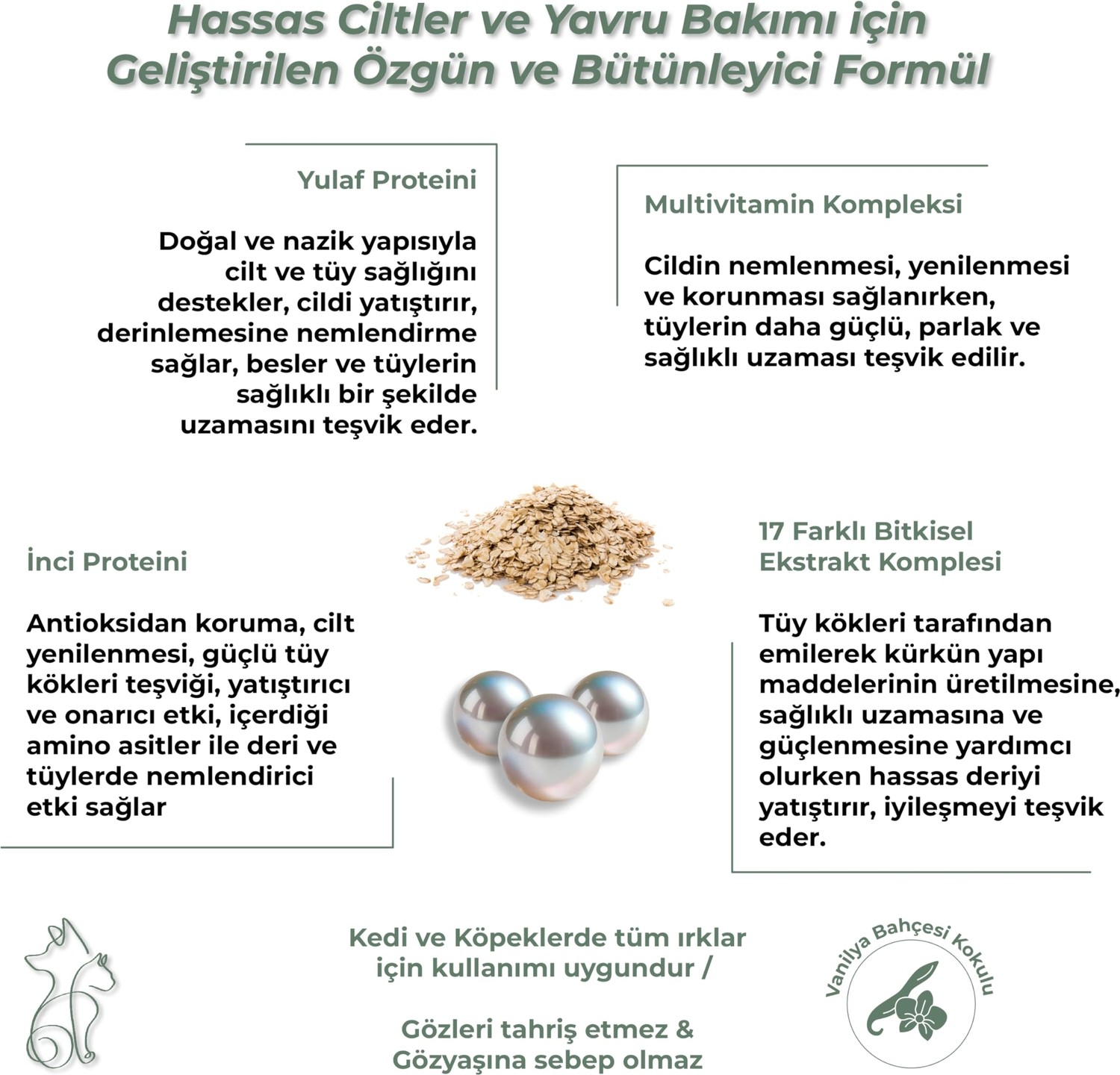 Aesco Kahu Naturals Tendercare Şampuan ve Nemlendirici, Yavru ve Hassas Cilde Sahip Kedi ve Köpekler Için, Hipoalerjenik, Bitkisel Ekstrakt, 250 ml görsel 4